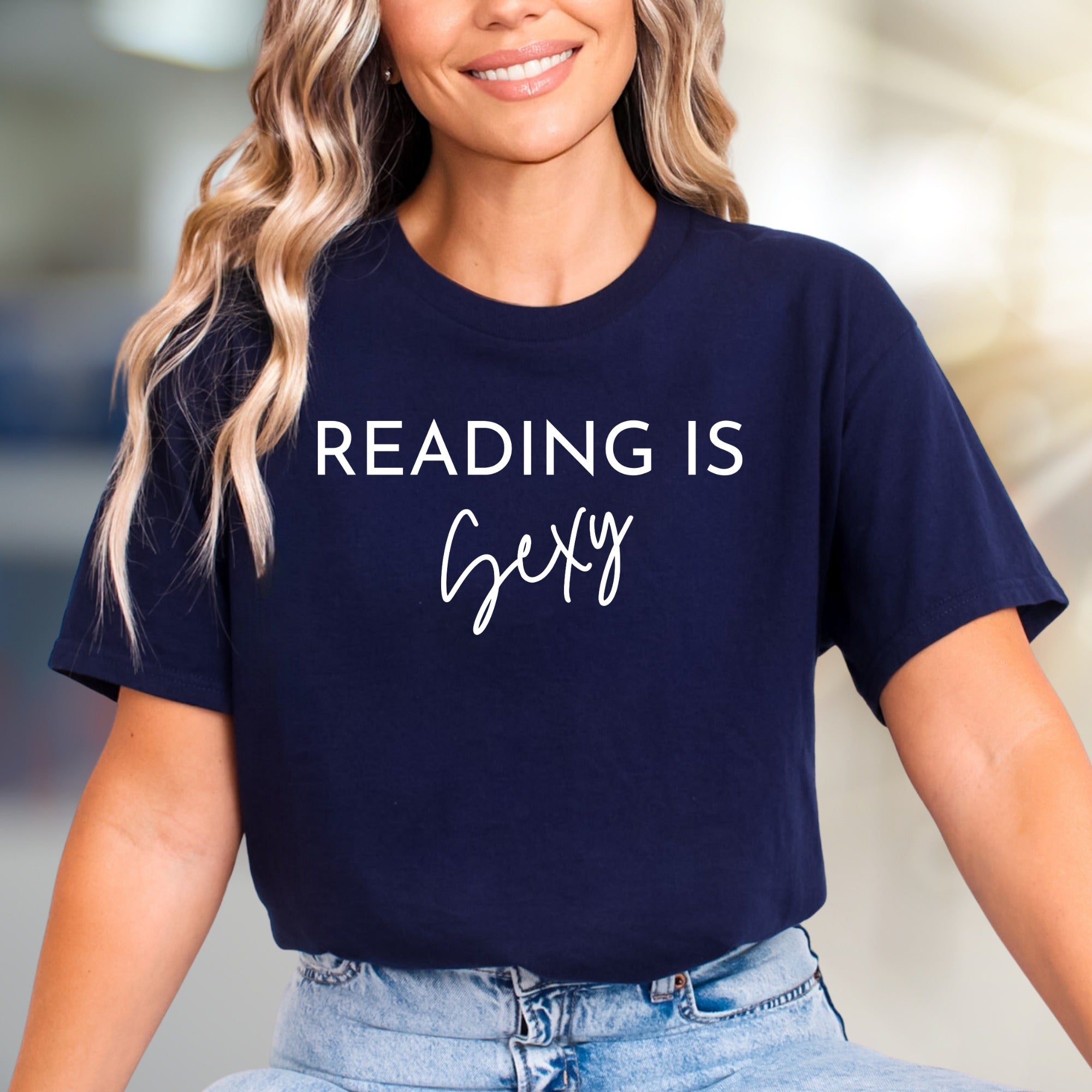 "READING IS Sexy" Book Lover Graphic Tee, a Witty Read For Intellects