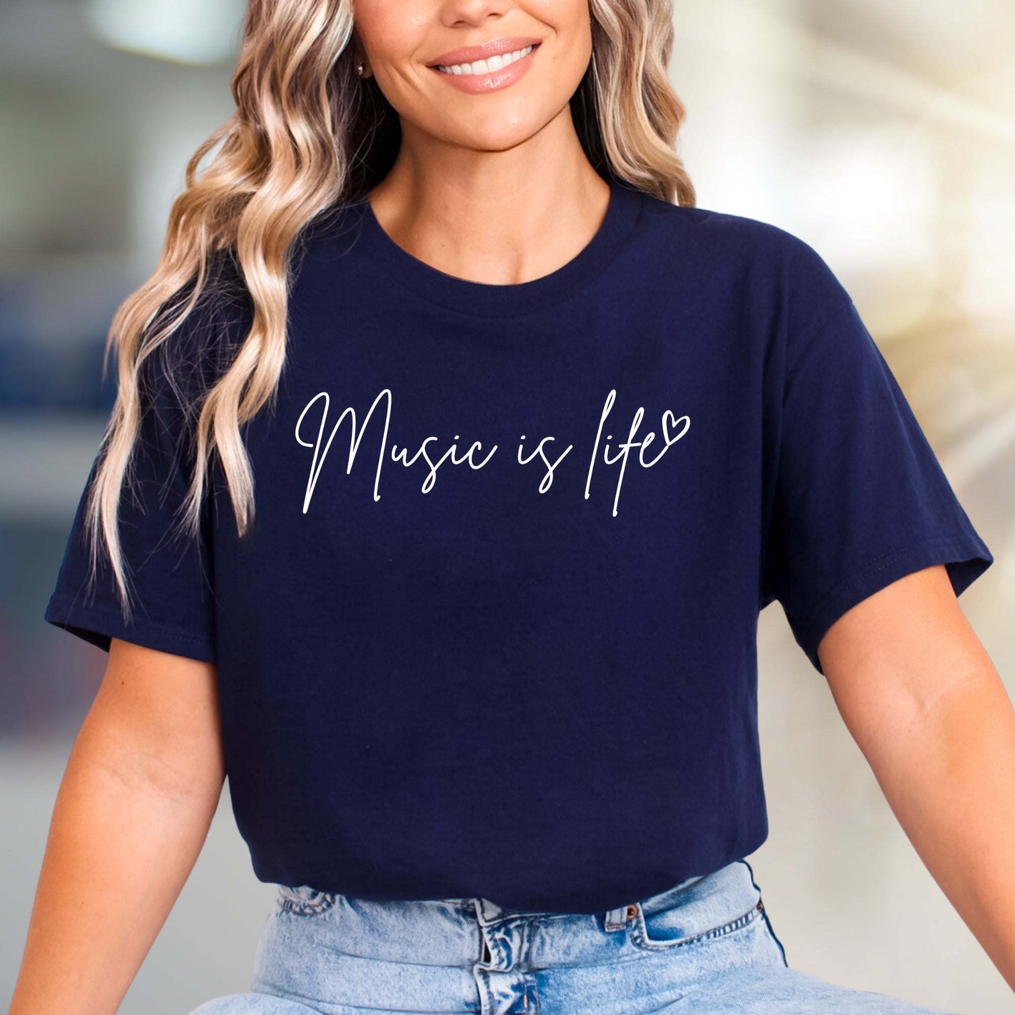 "Music is Life" Script Graphic Tee, a Melodic Statement for Music Lovers