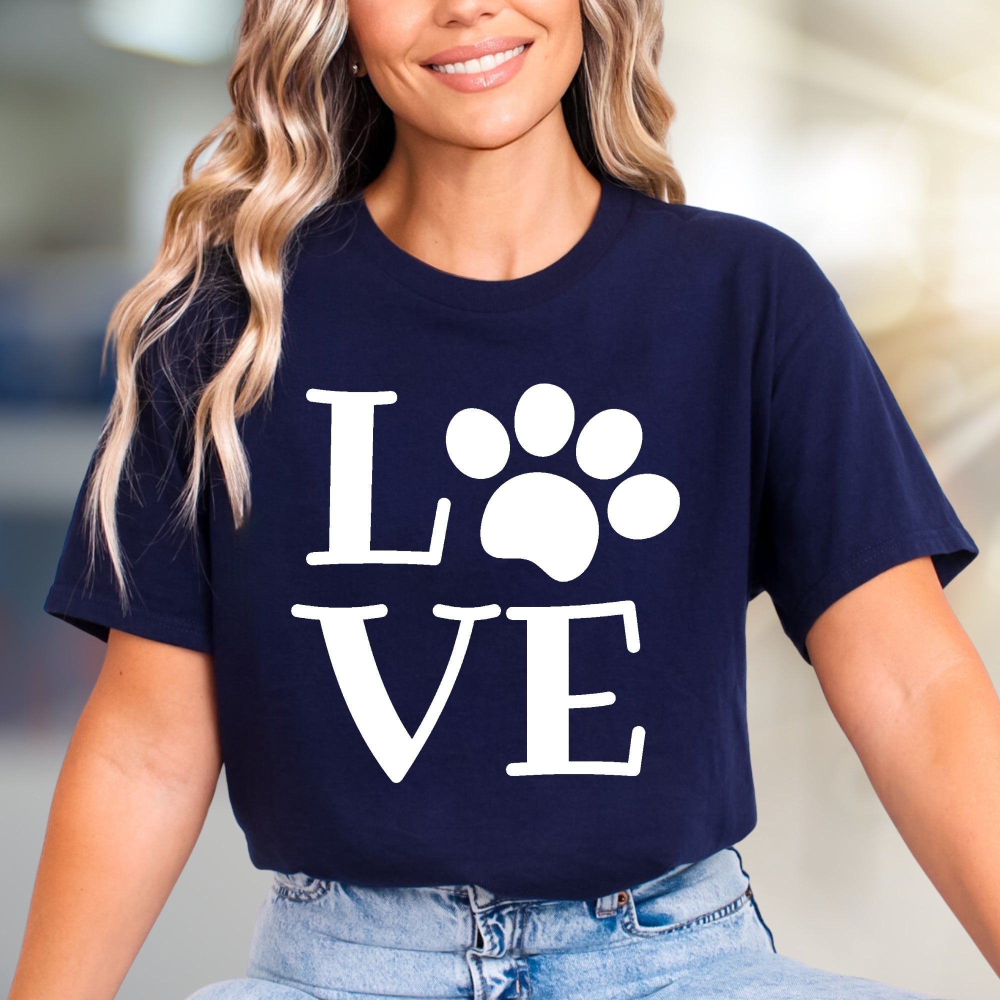 "LOVE" Paw Print Aesthetic Graphic Tee, a Pet Lover's Pick for Everyday Wear