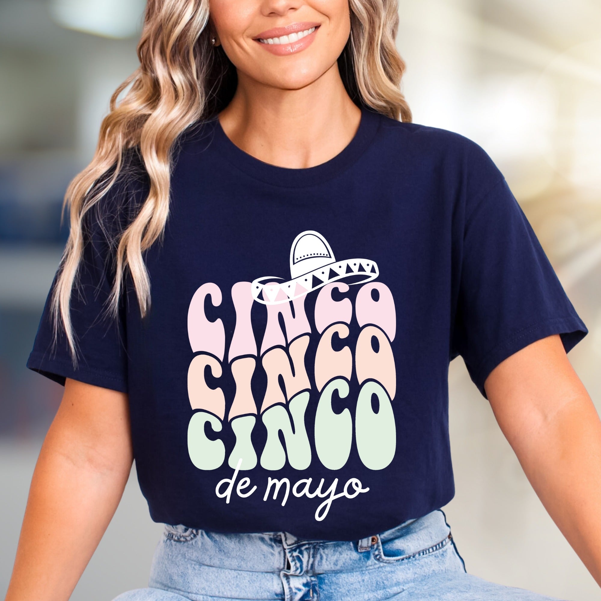 "CINCO CINCO CINCO de mayo" Sombrero Graphic Tee, a Festive Celebration Pick for Enthusiasts