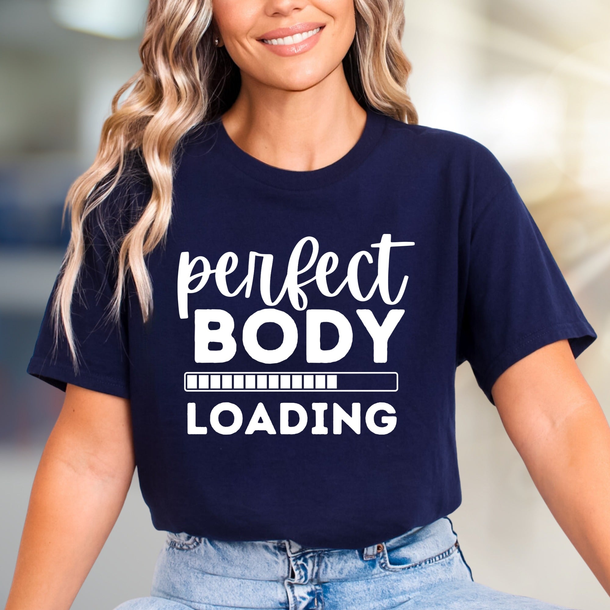 "Perfect Body Loading" Fitness Graphic Tee, a Motivational Pick for Enthusiasts