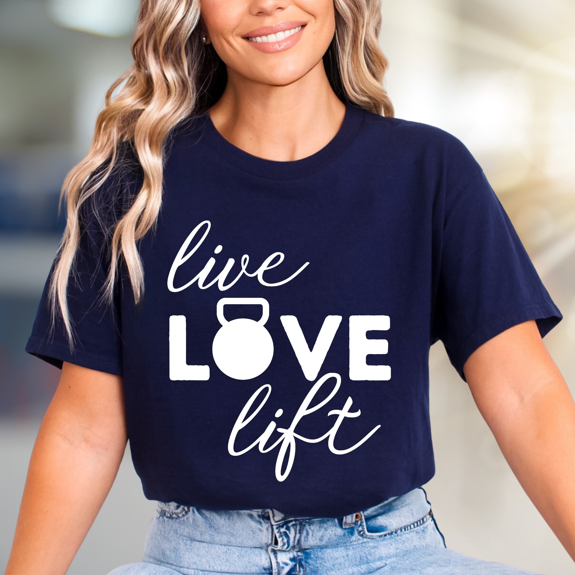 "Live Love Lift" Fitness Graphic Tee, a Gym Life Pick for Strength Enthusiasts
