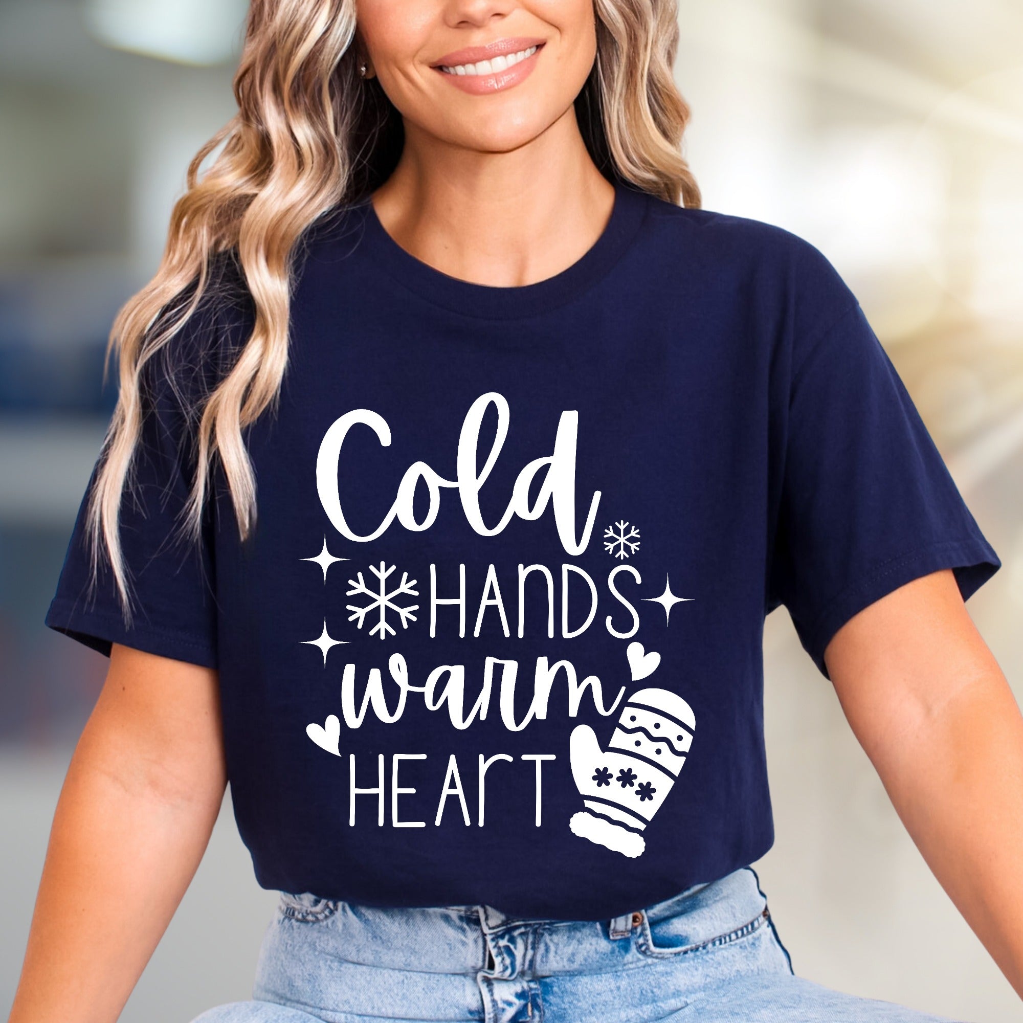 "Cold Hands Warm Heart" Winter Graphic Tee, a Cozy Pick for Holiday Enthusiasts