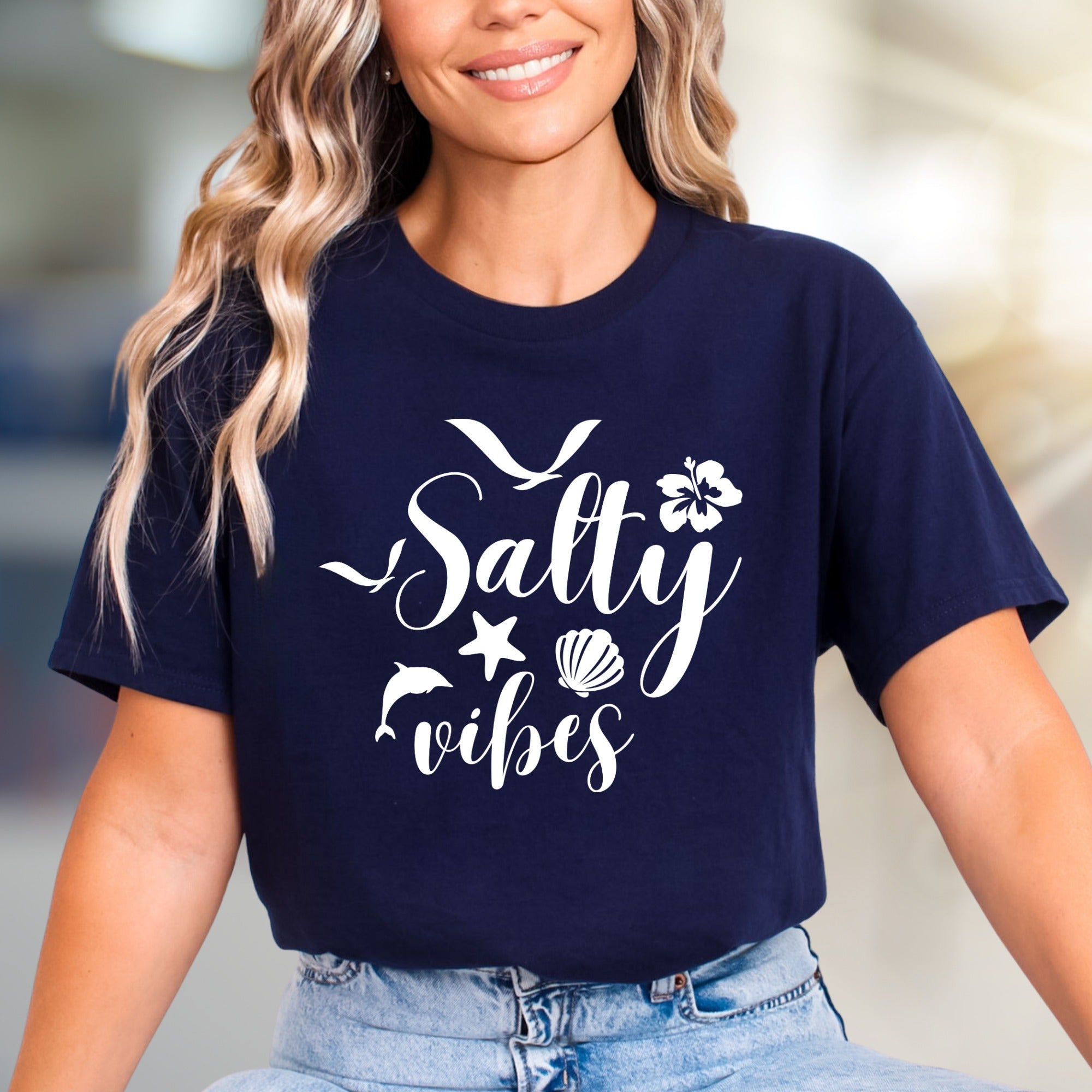 "Salty Vibes" Beachy Graphic Tee, a Coastal Pick for Ocean Lovers