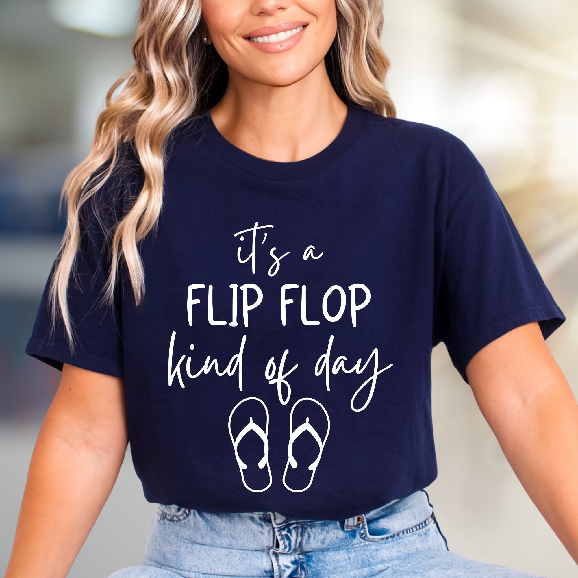 "It's a Flip Flop Kind of Day" Beachy Graphic Tee, A Vacation Vibes Pick for Summer Lovers