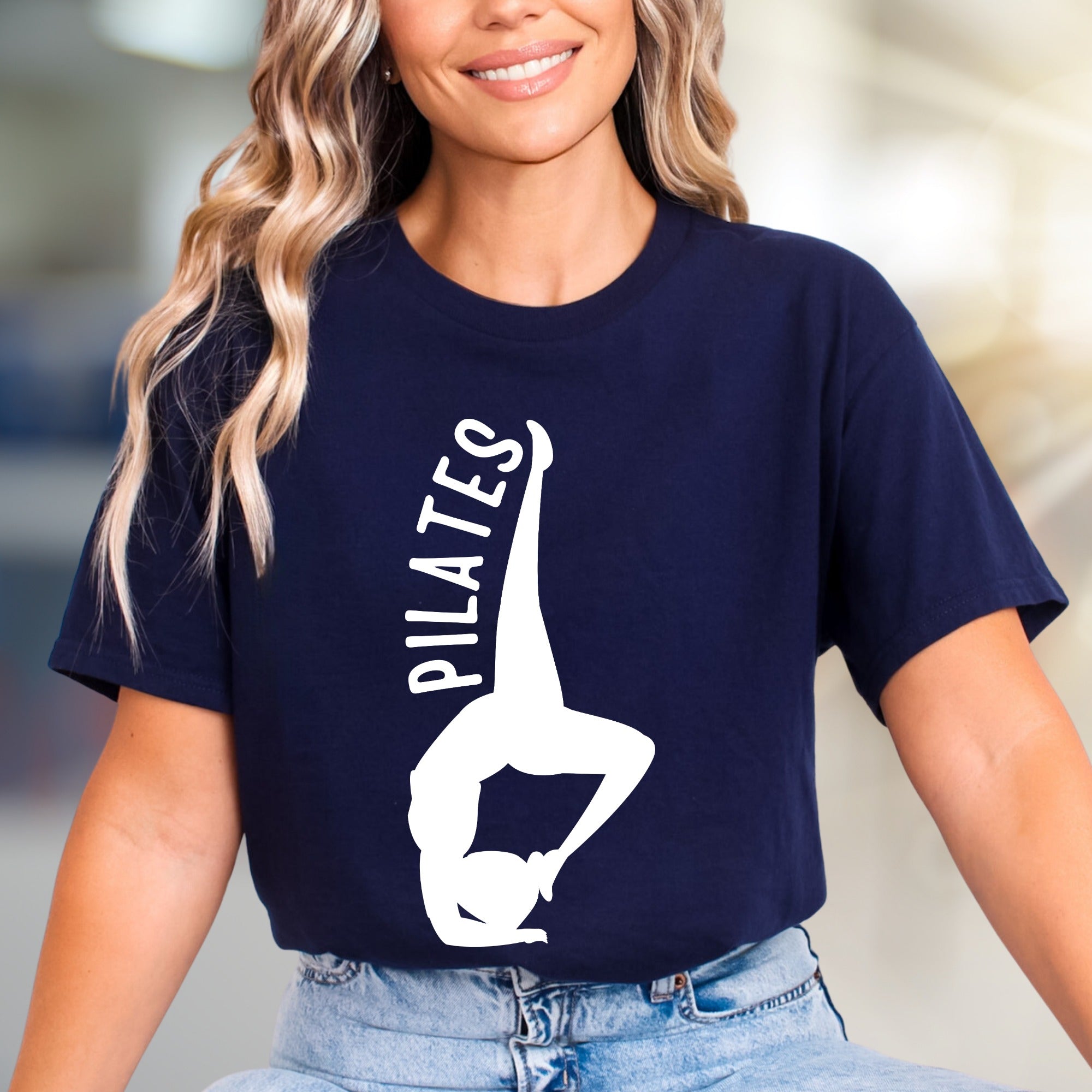 "Pilates" Acrobat Pose Graphic Tee, a Wellness Pick for Fitness Enthusiasts