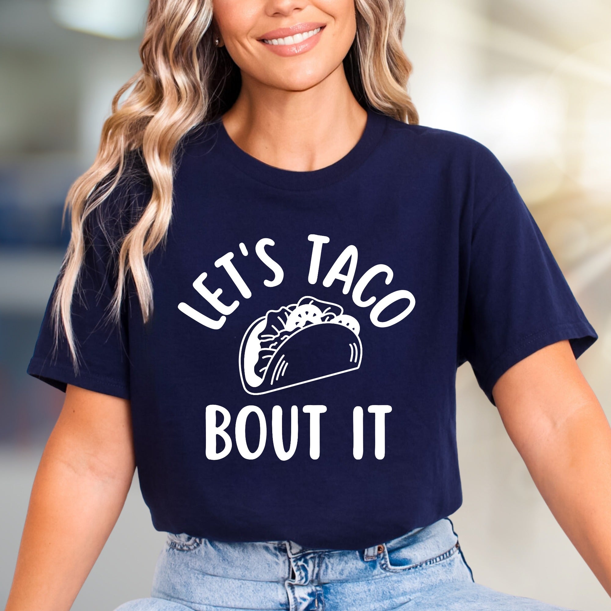"Let's Taco Bout It" Fun Foodie Graphic Tee, a Casual Pick for Taco Lovers