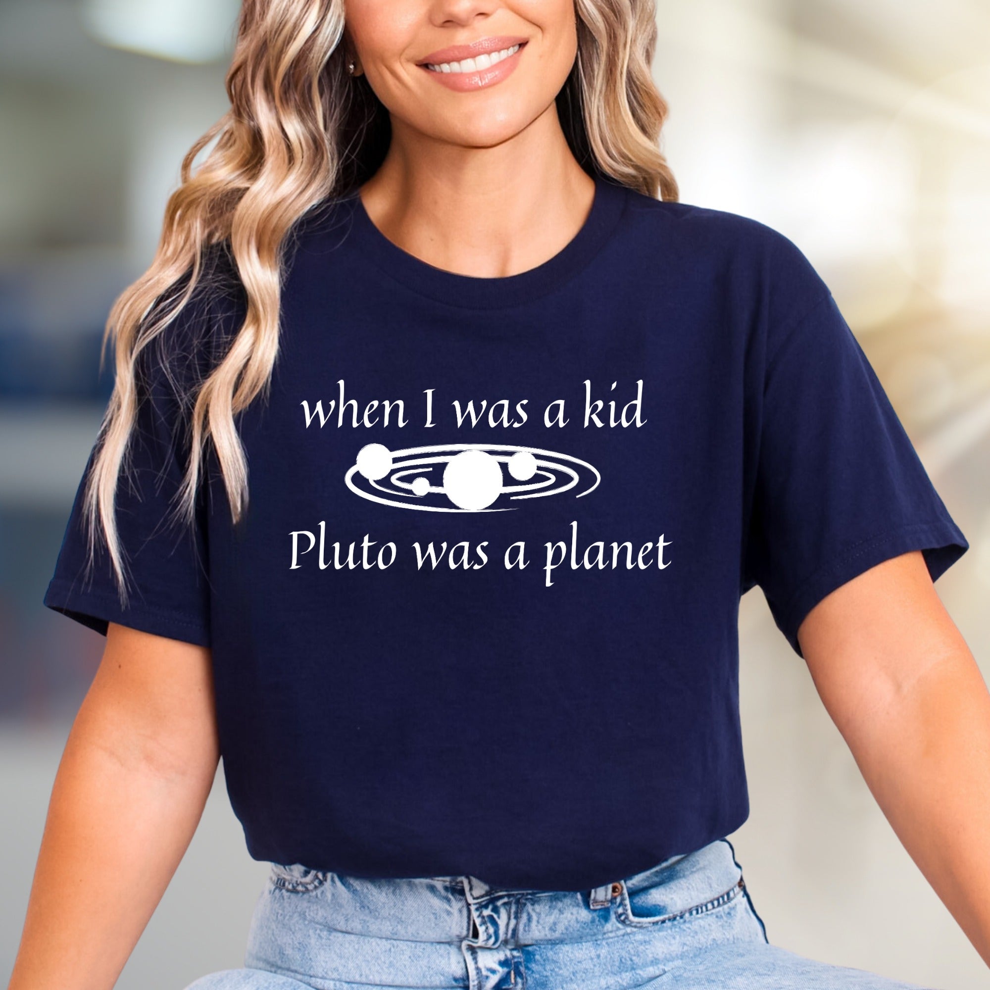 "When I Was a Kid Pluto Was a Planet" Retro Space Graphic Tee, a Nostalgic Pick for Stargazers