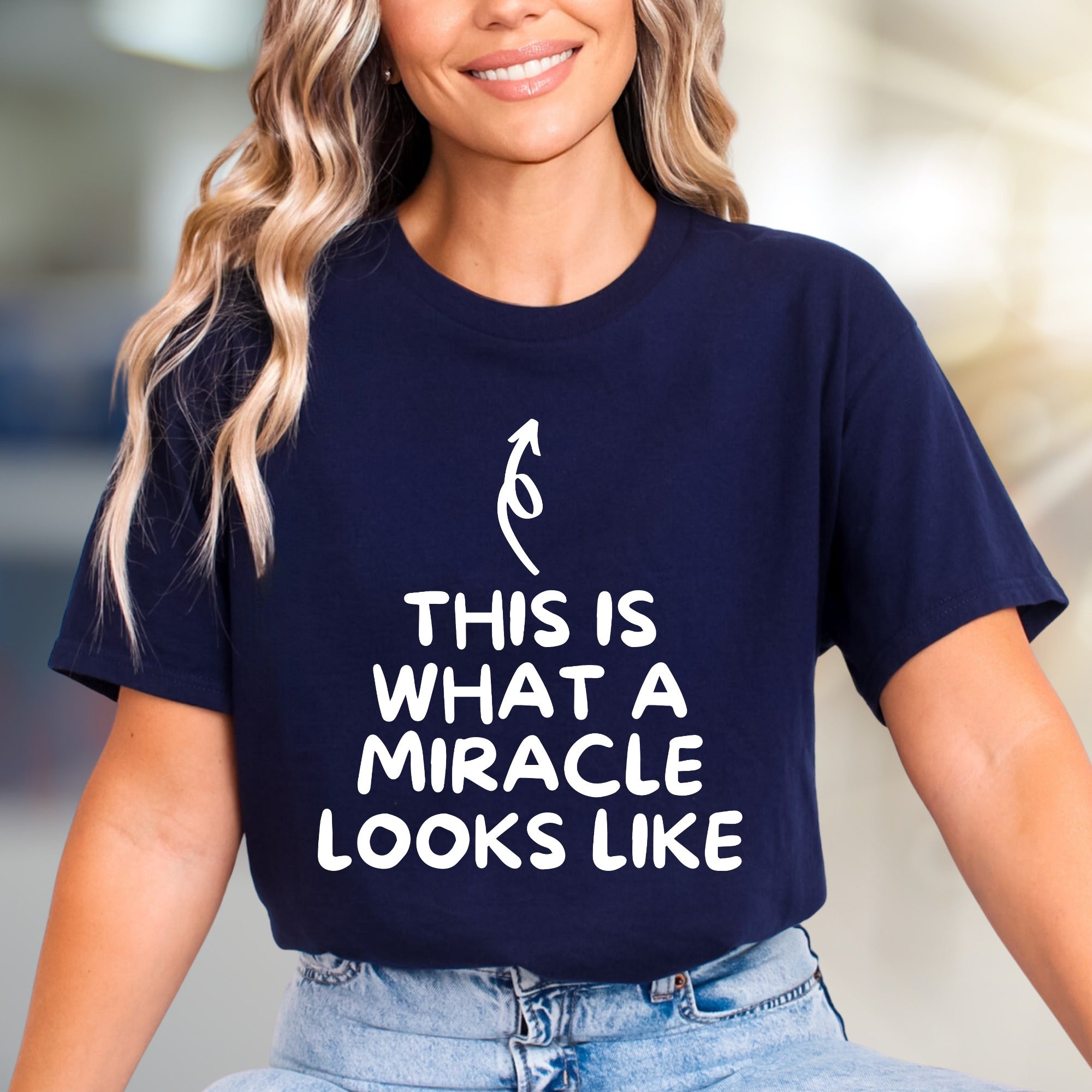 "THIS IS WHAT A MIRACLE LOOKS LIKE" Inspirational Graphic Tee, a Heartfelt Pick for New Parents