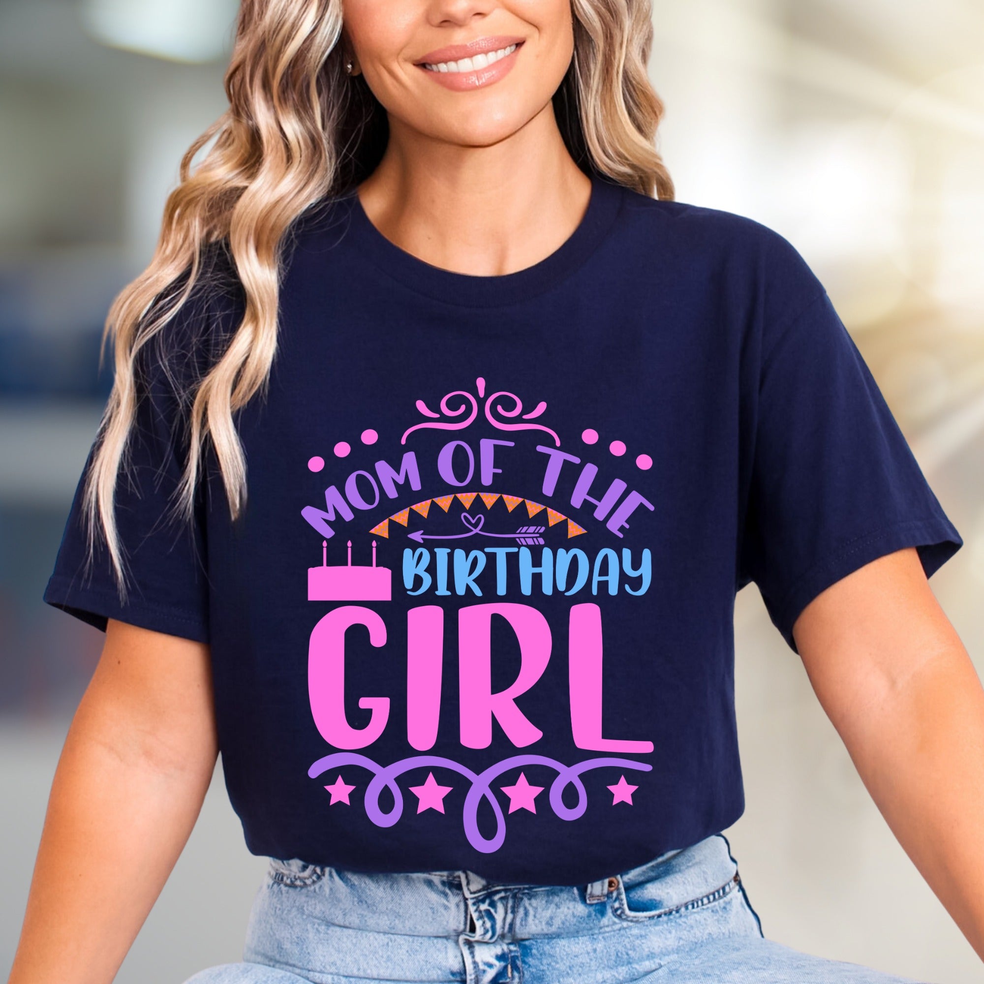 "Mom of The Birthday Girl" Fun Celebration Graphic Tee, a Festive Parent Pick for Her