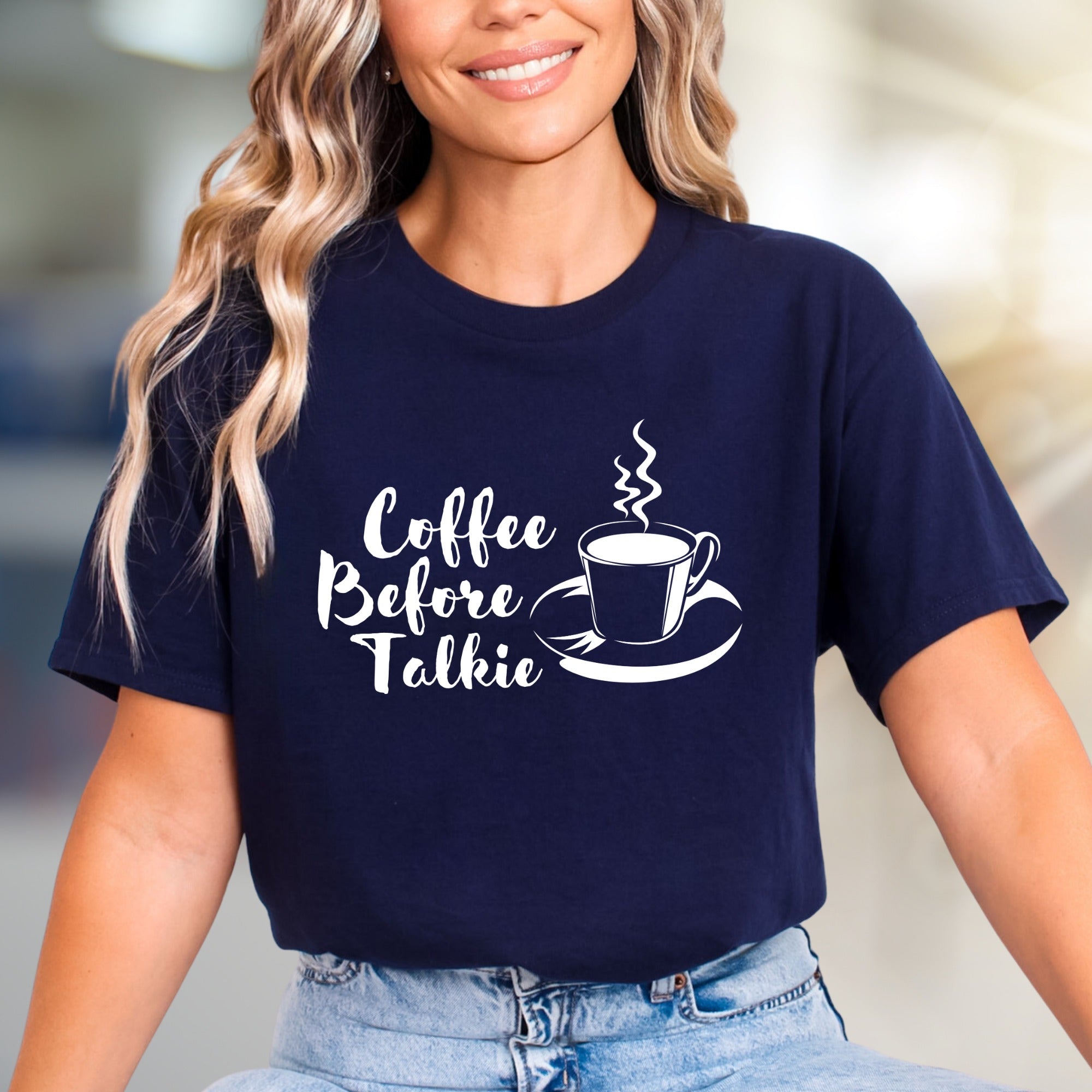 "Coffee Before Talkie" Morning Brew Graphic Tee, a Witty Pick for Coffee Lovers
