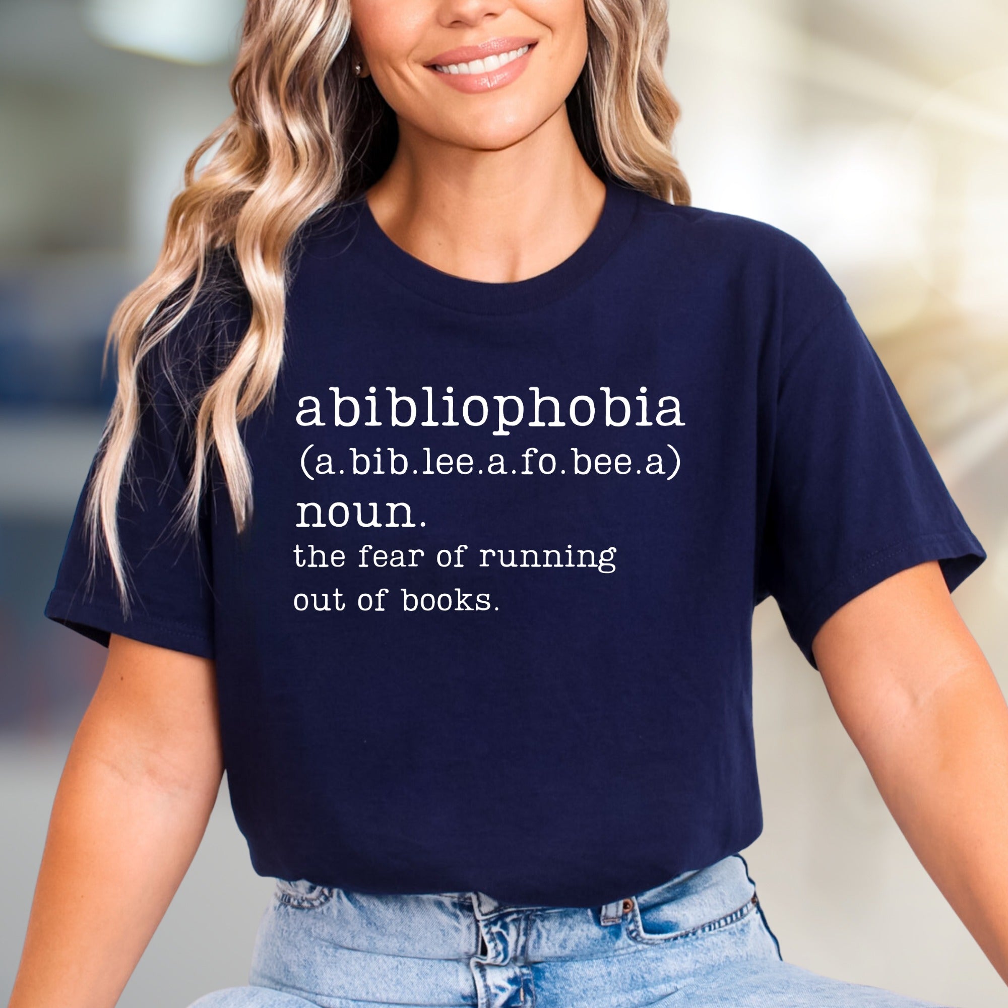 "Abibliophobia" Definition Graphic Tee, A Book Lover's Statement