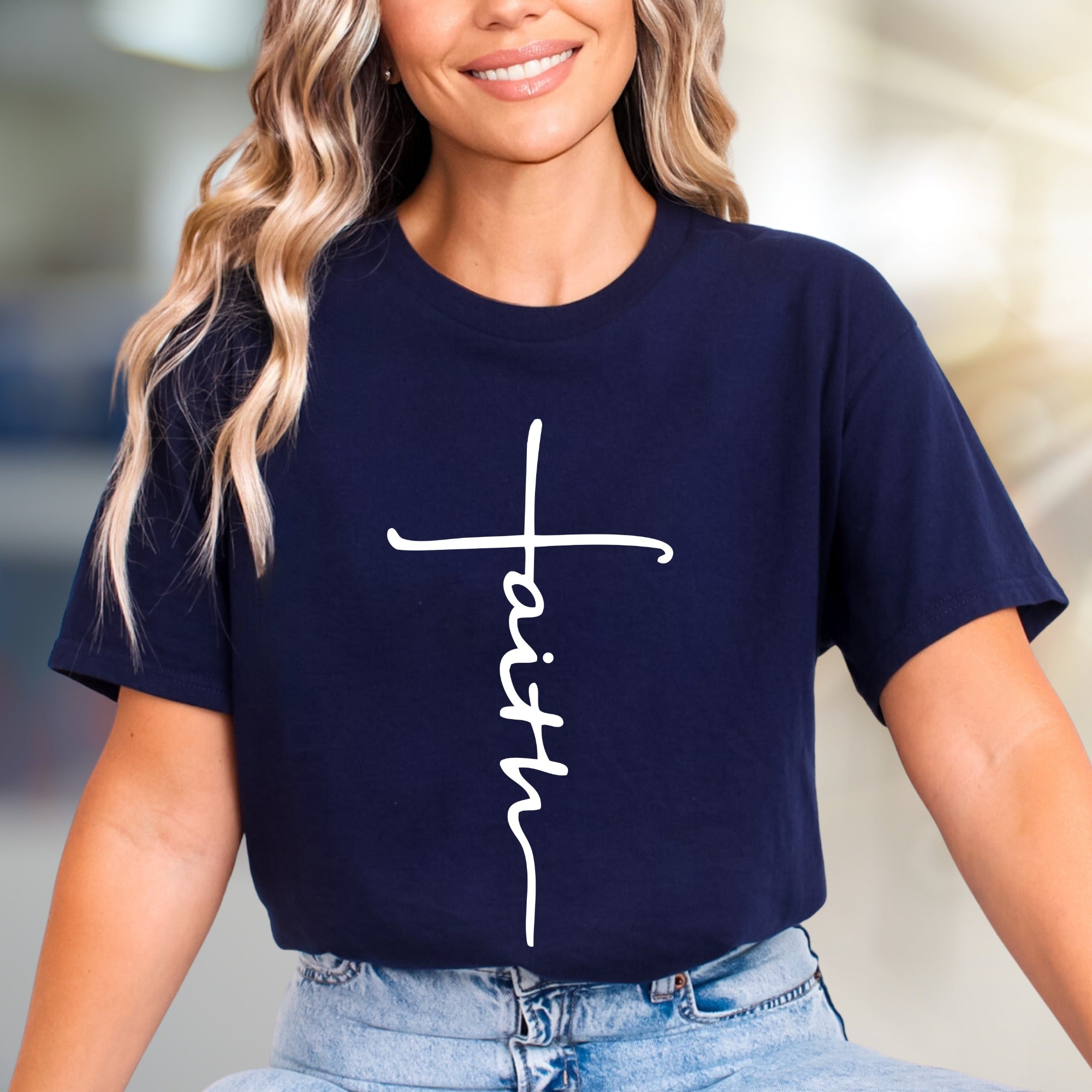 "Faith" Script Cross Graphic Tee, a Spiritual Lifestyle Pick for Everyone