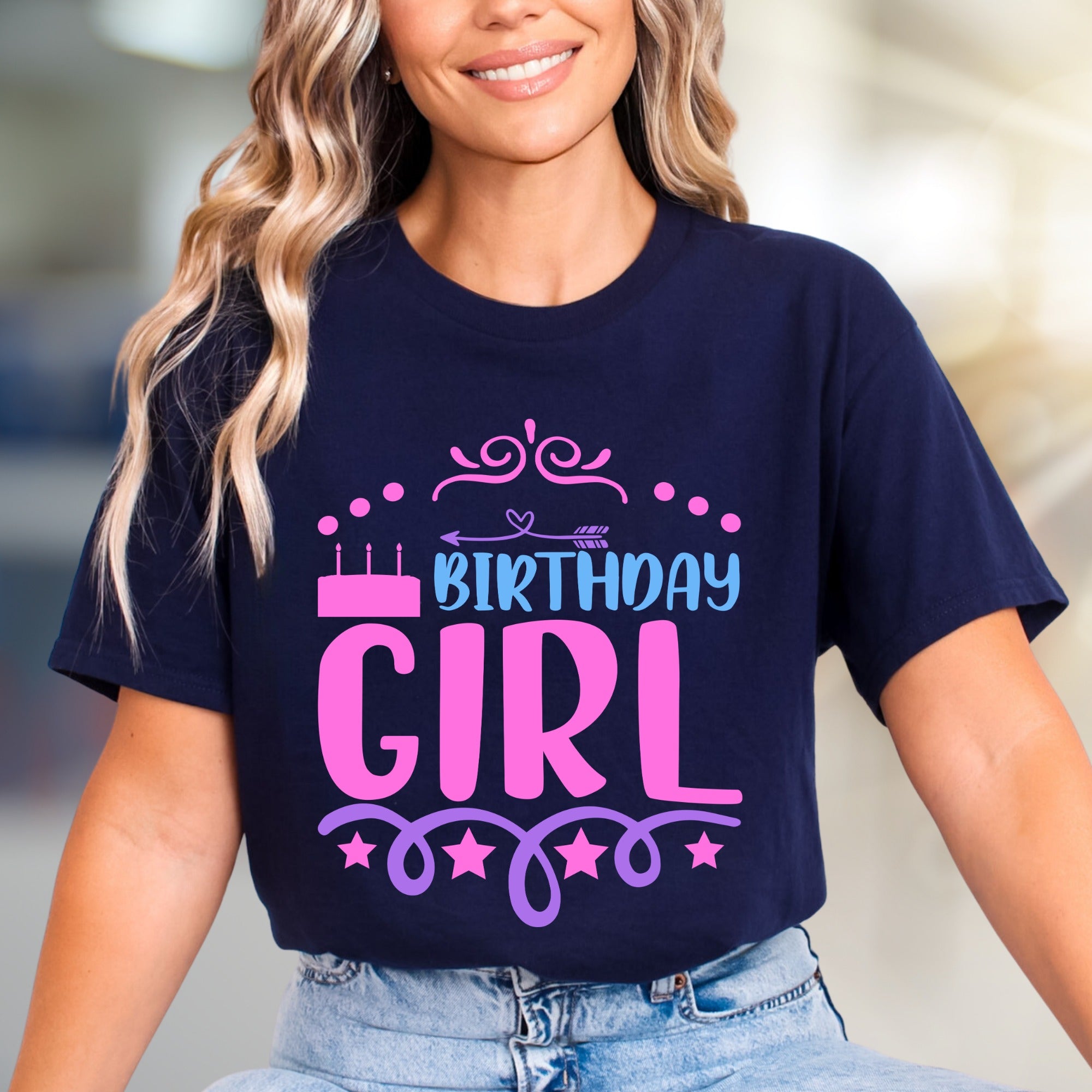 "BIRTHDAY GIRL" Celebration Graphic Tee, a Festive Pick for Her Day