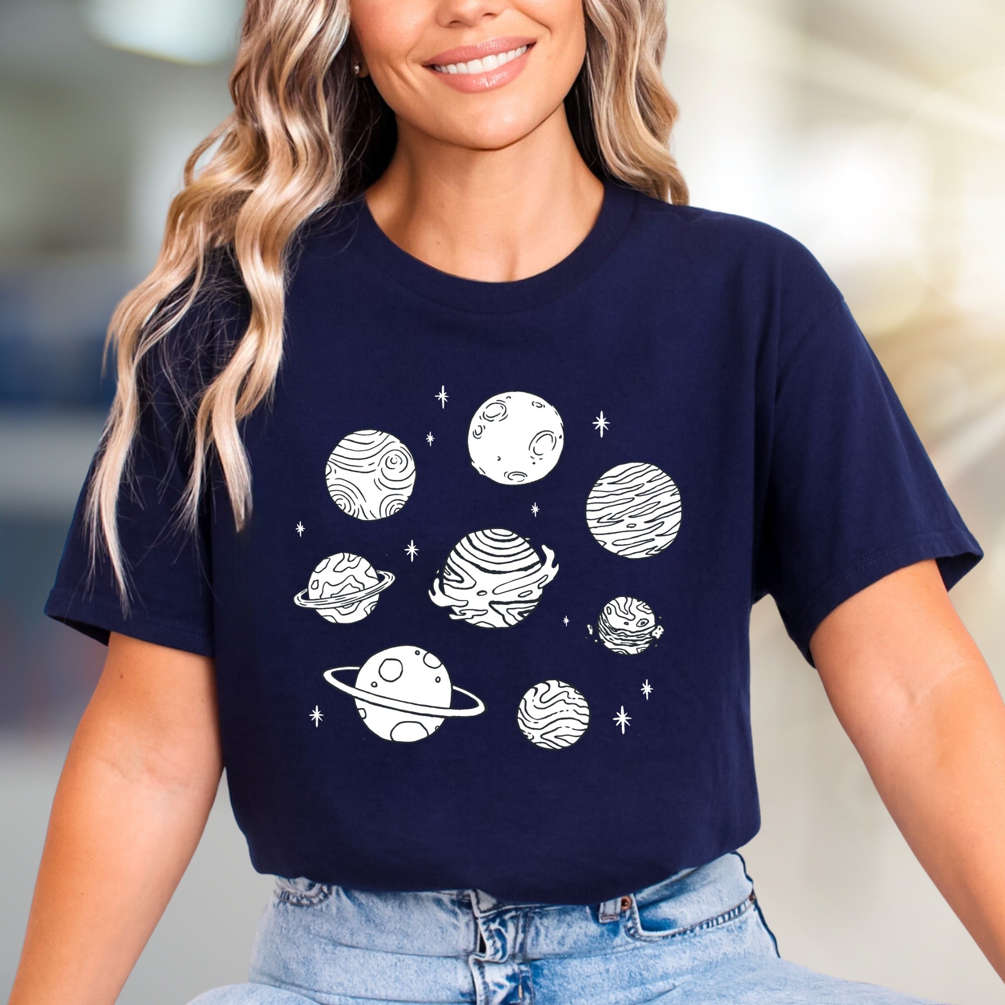 Cosmic Planets Graphic Tee, A Celestial Pick for Stargazers