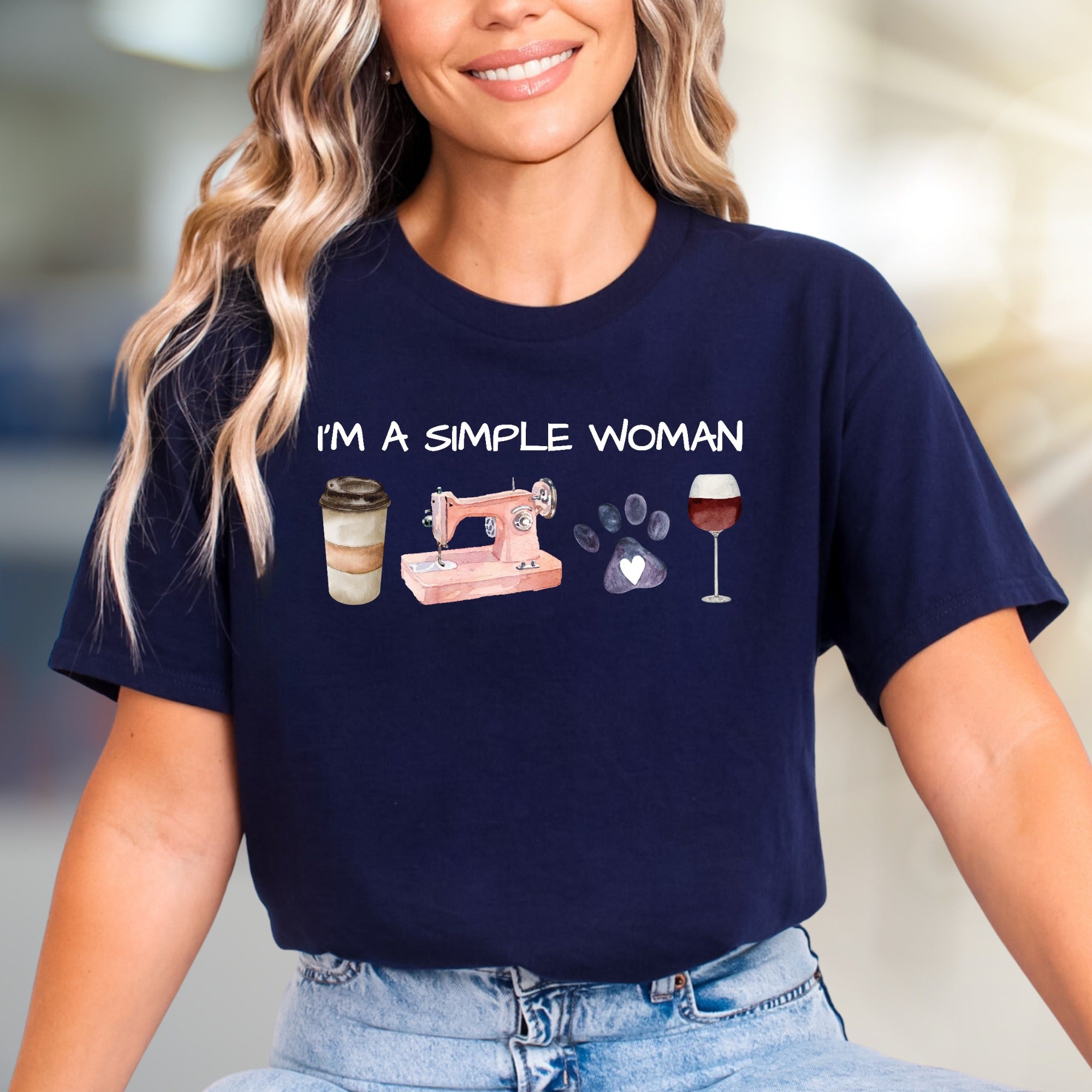 "I'm a Simple Woman" Lifestyle Graphic Tee, a Unique Pick for Her