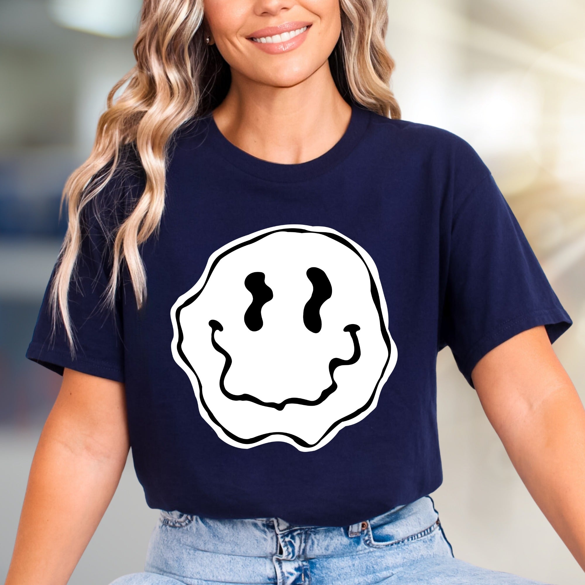 Melty Blob Smiley Face Graphic Tee, a Groovy Abstract Pick for Expressive Souls