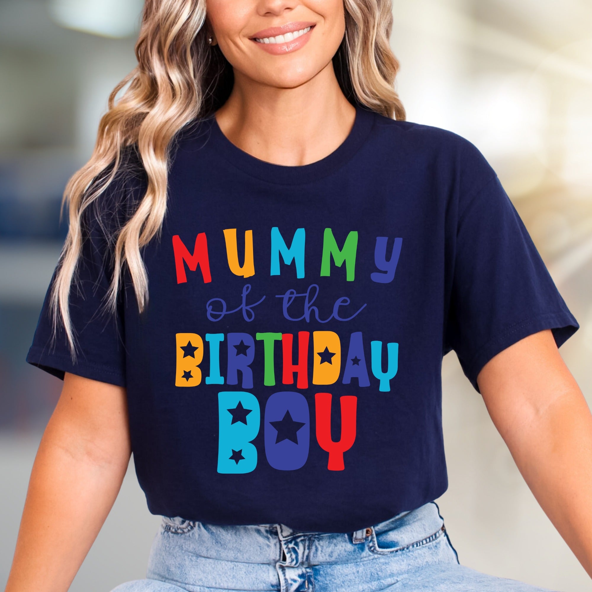 "MUMMY of the BIRTHDAY BOY" Celebration Graphic Tee, a Mom Life Pick for Proud Mothers