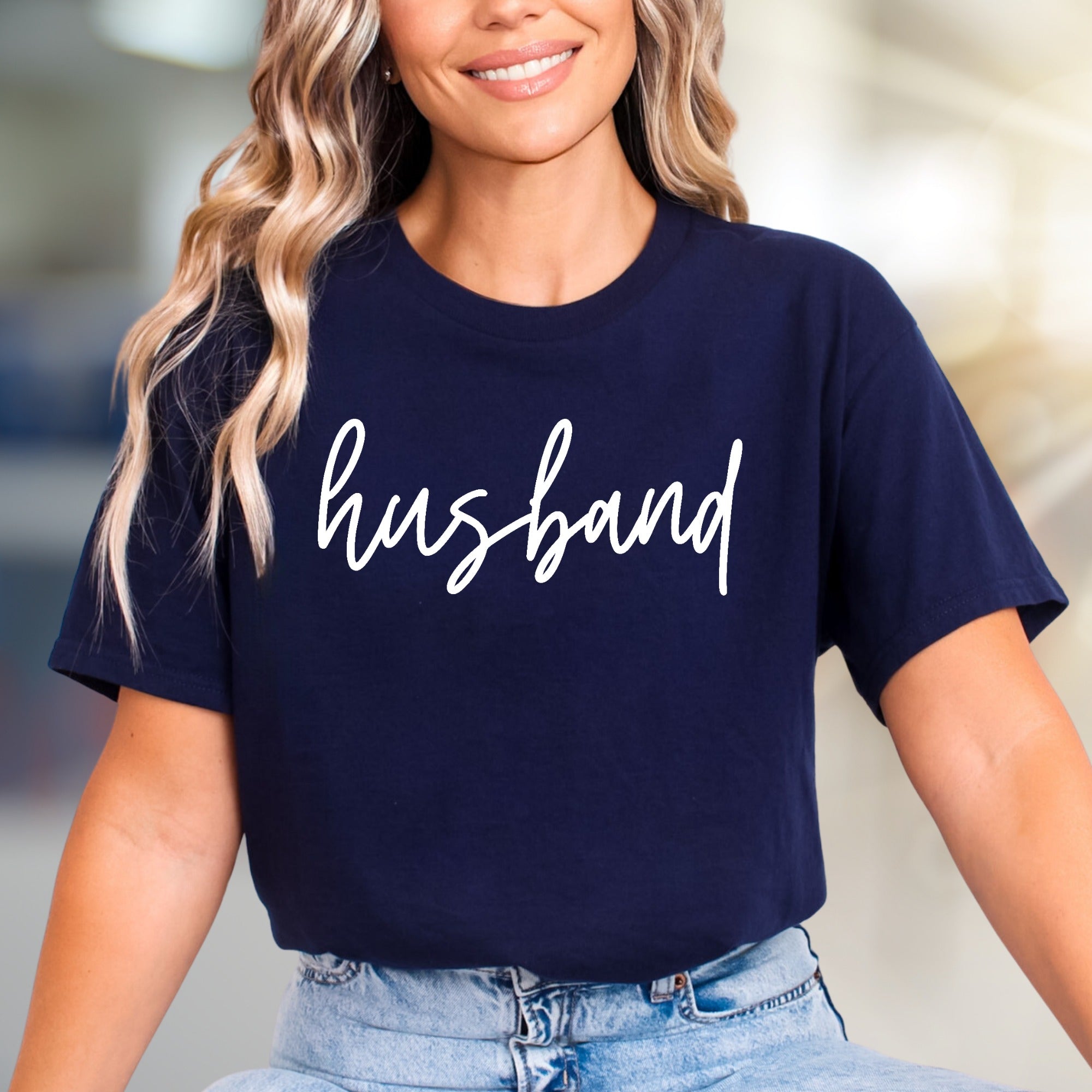 "Husband" Script Graphic Tee, A Romantic Statement Gift for Partners
