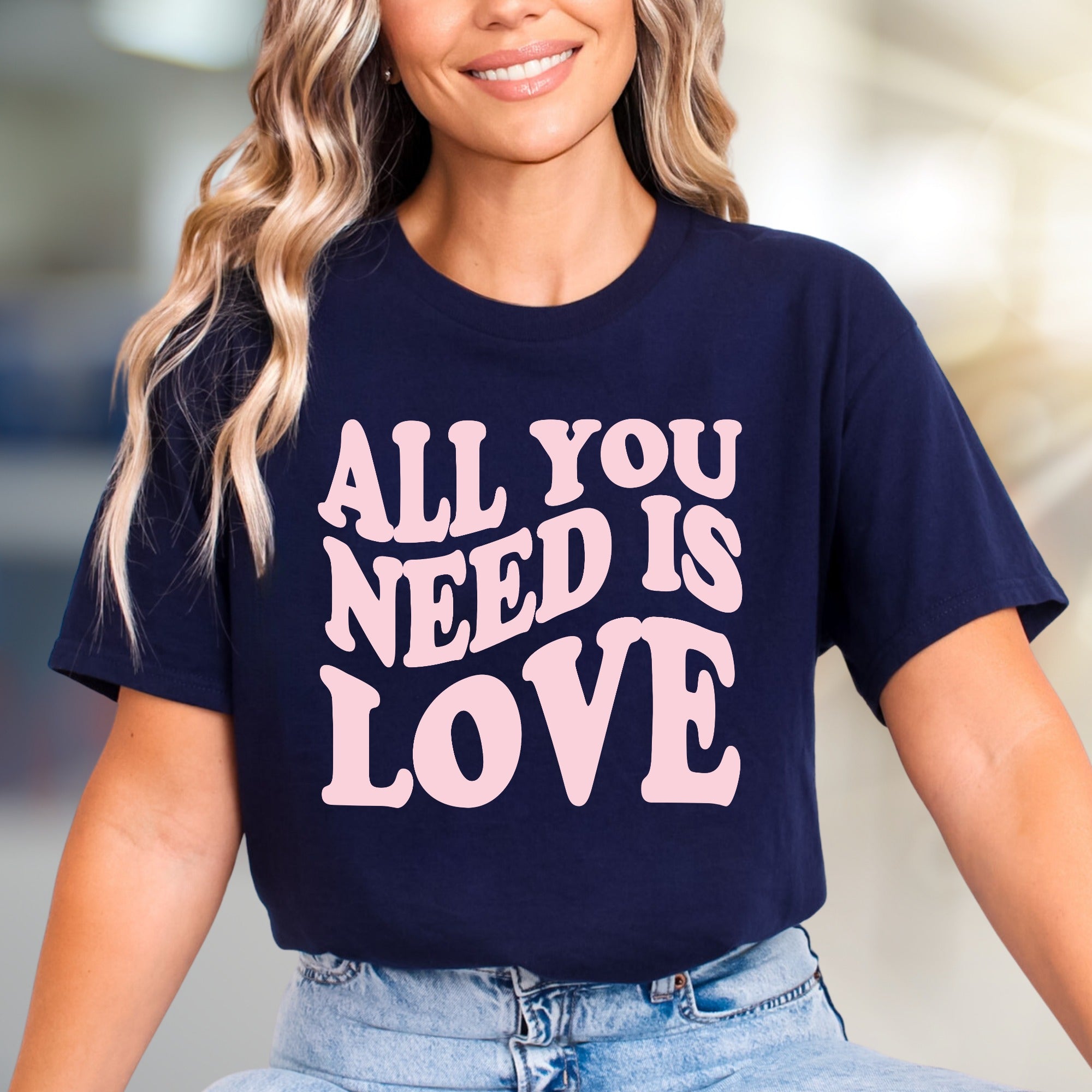 "ALL YOU NEED IS LOVE" Retro Graphic Tee, a Groovy Pick for Peace-Lovers