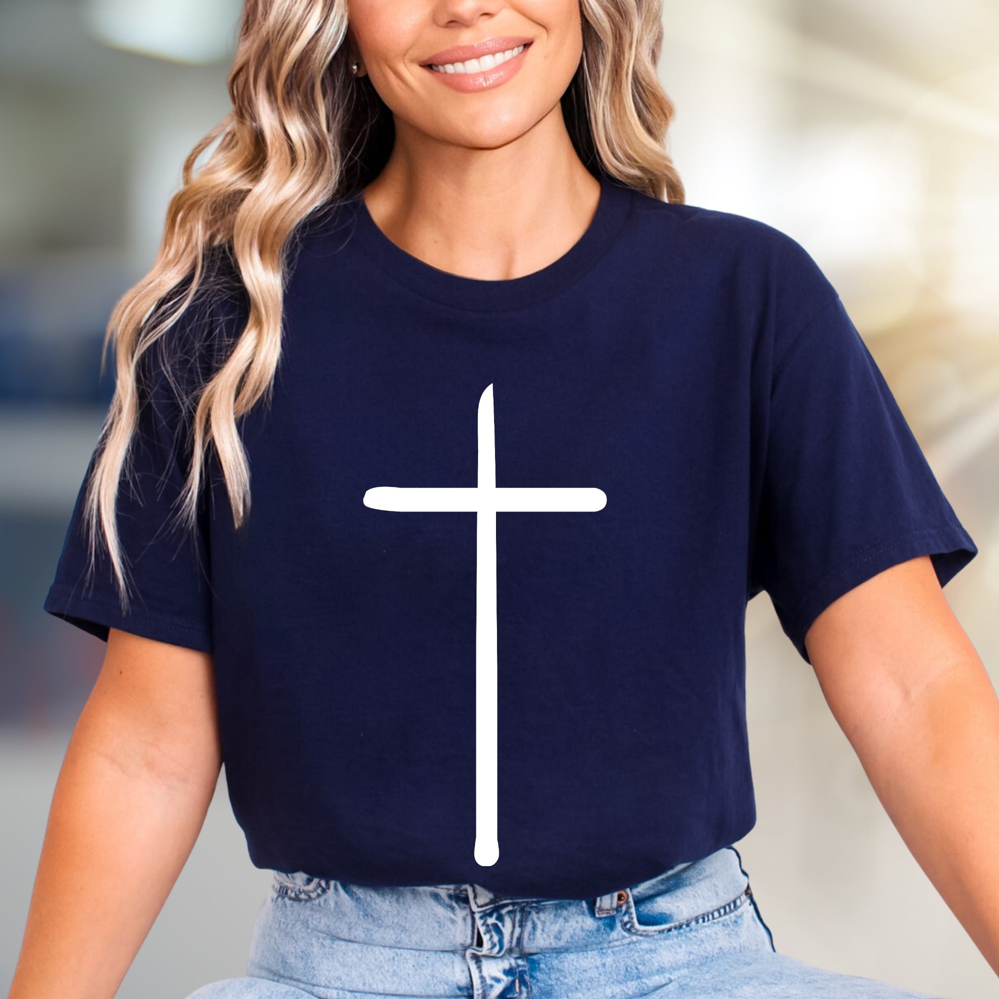 Minimalist Cross Graphic Tee, A Spiritual Statement for Faith Enthusiasts