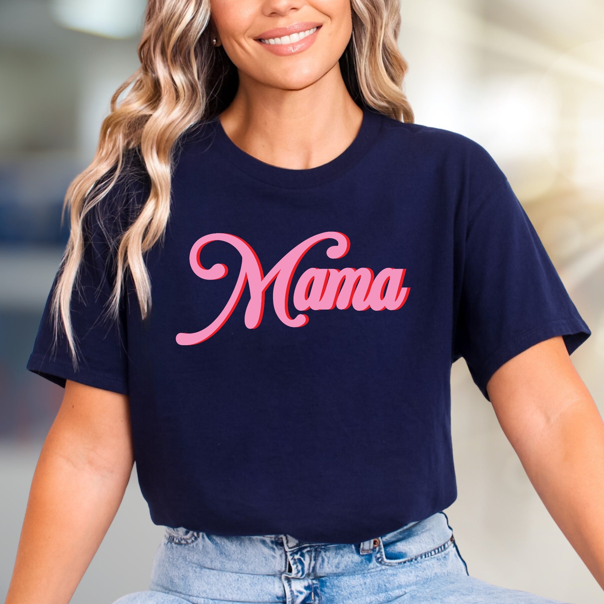 "Mama" Retro Graphic Tee, a Wavy Script Pick for Modern Moms