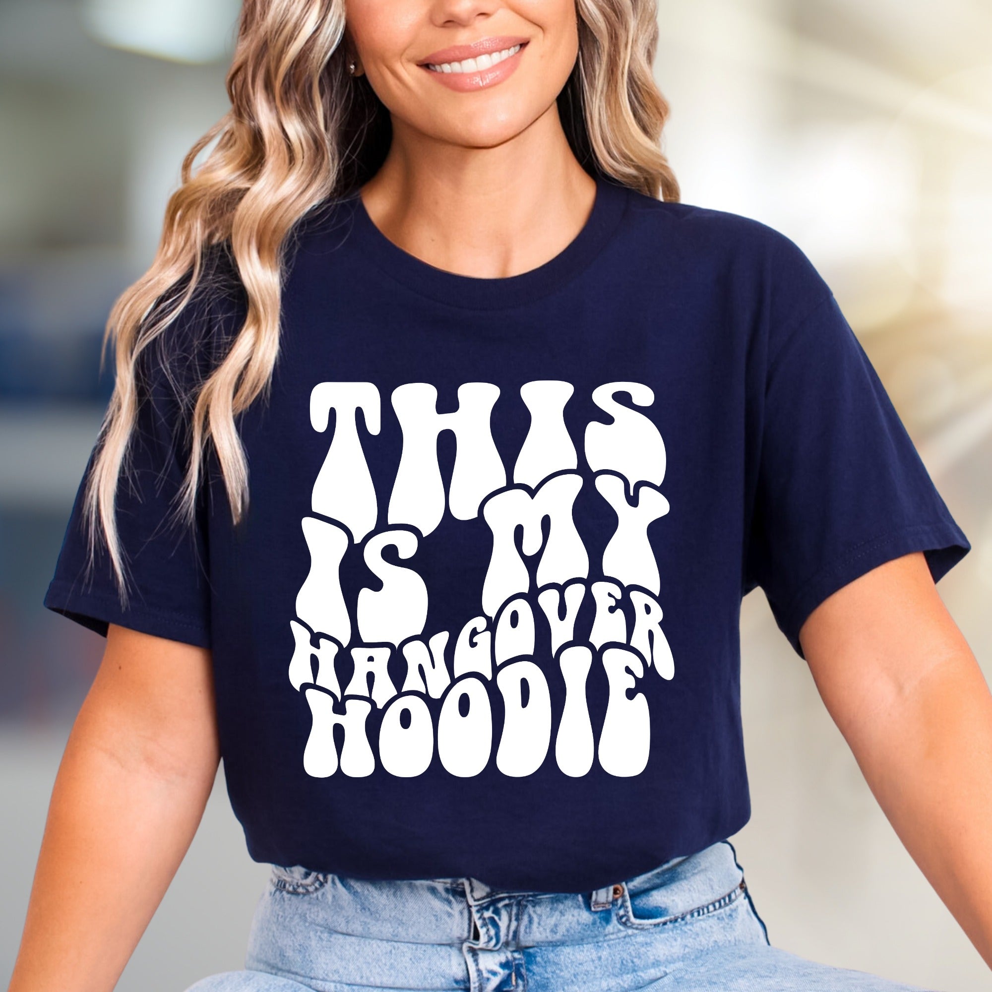 "THIS IS MY HANGOVER HOODIE" Retro Graphic Tee, a Wavy Vibe for Relaxed Souls