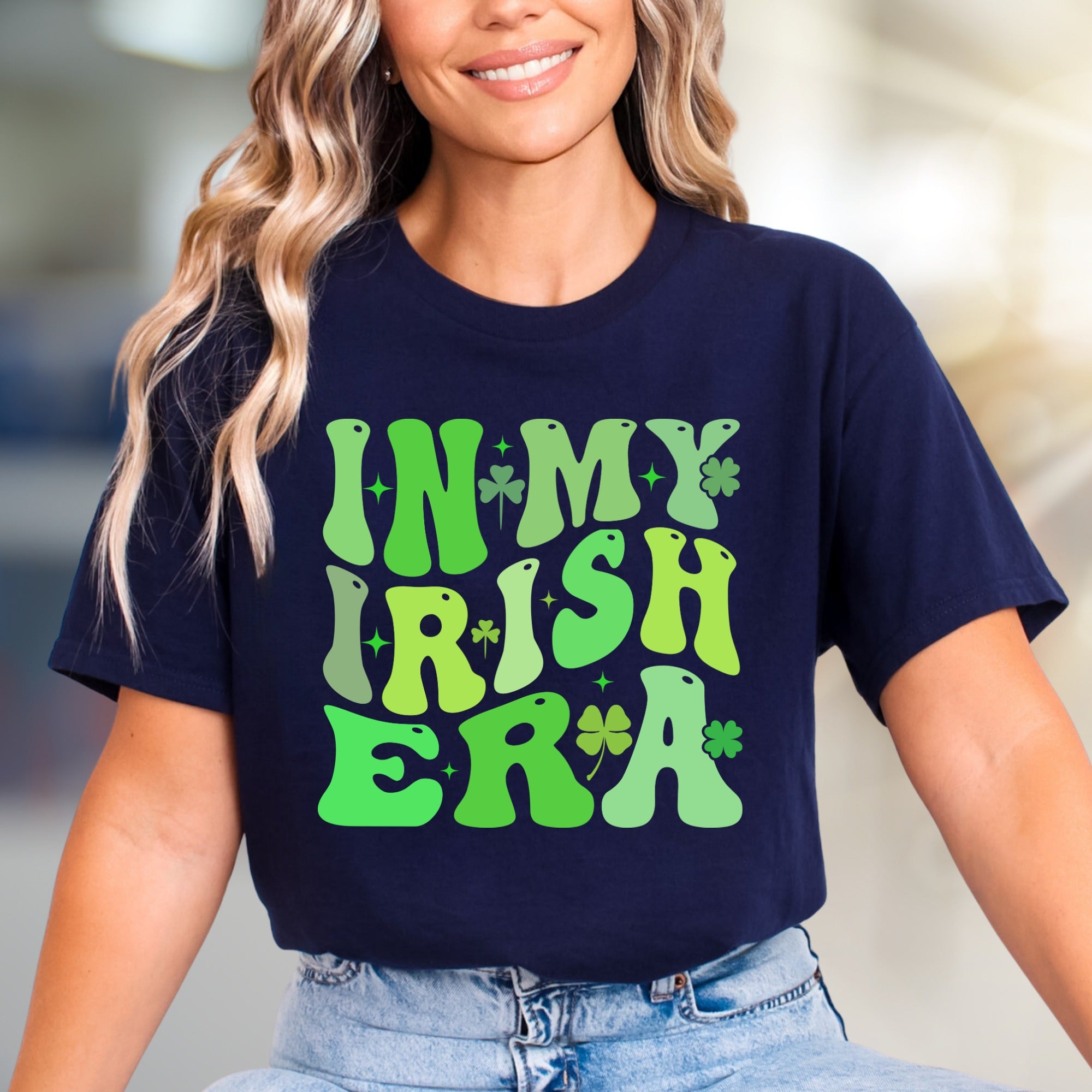 "IN MY IRISH ERA" Retro St. Paddy's Day Graphic Tee, a Festive Pick for Celebration Enthusiasts