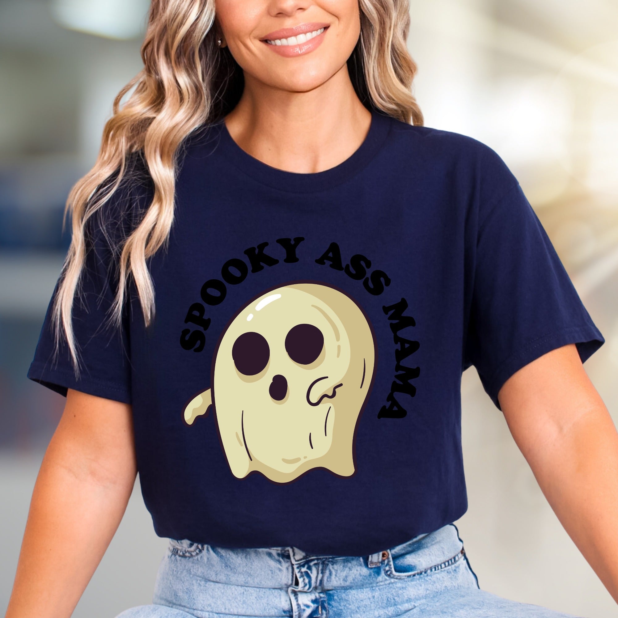 “SPOOKY ASS MAMA” Ghost Graphic Tee, a Halloween Vibe for Moms