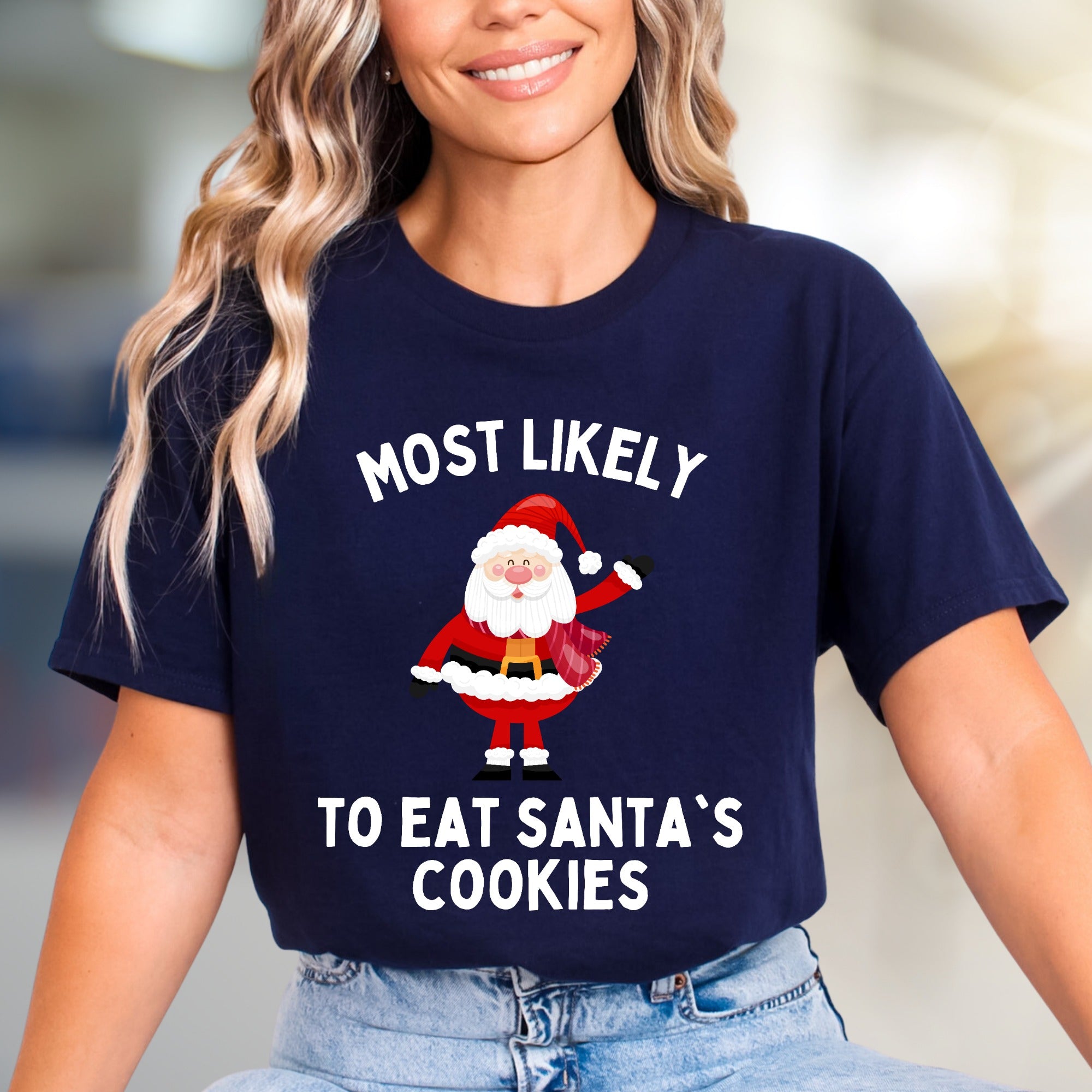 "Most Likely To Eat Santa's Cookies" Holiday Graphic Tee, A Festive Christmas Pick for Cookie Lovers