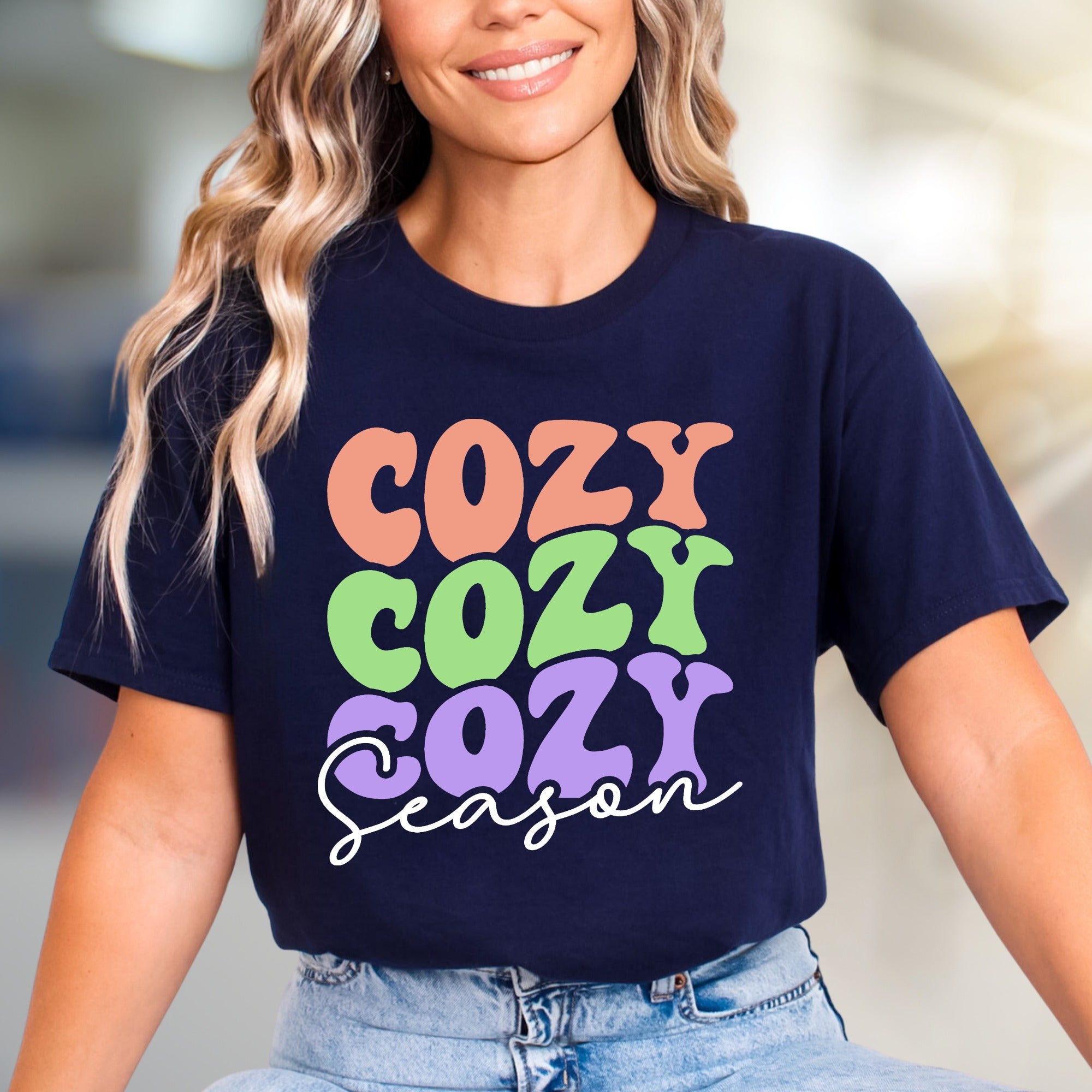 "Cozy Cozy Cozy Season" Retro Groovy Graphic Tee, a Comfort-First Unisex Pick