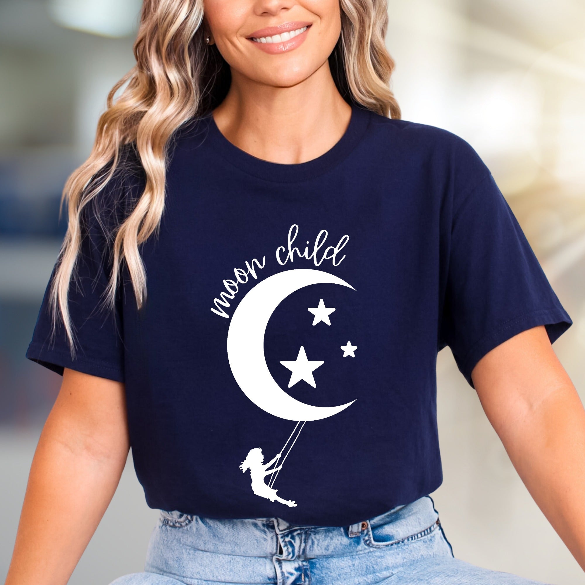 "Moon Child" Celestial Graphic Tee, a Dreamy Pick for Stargazers