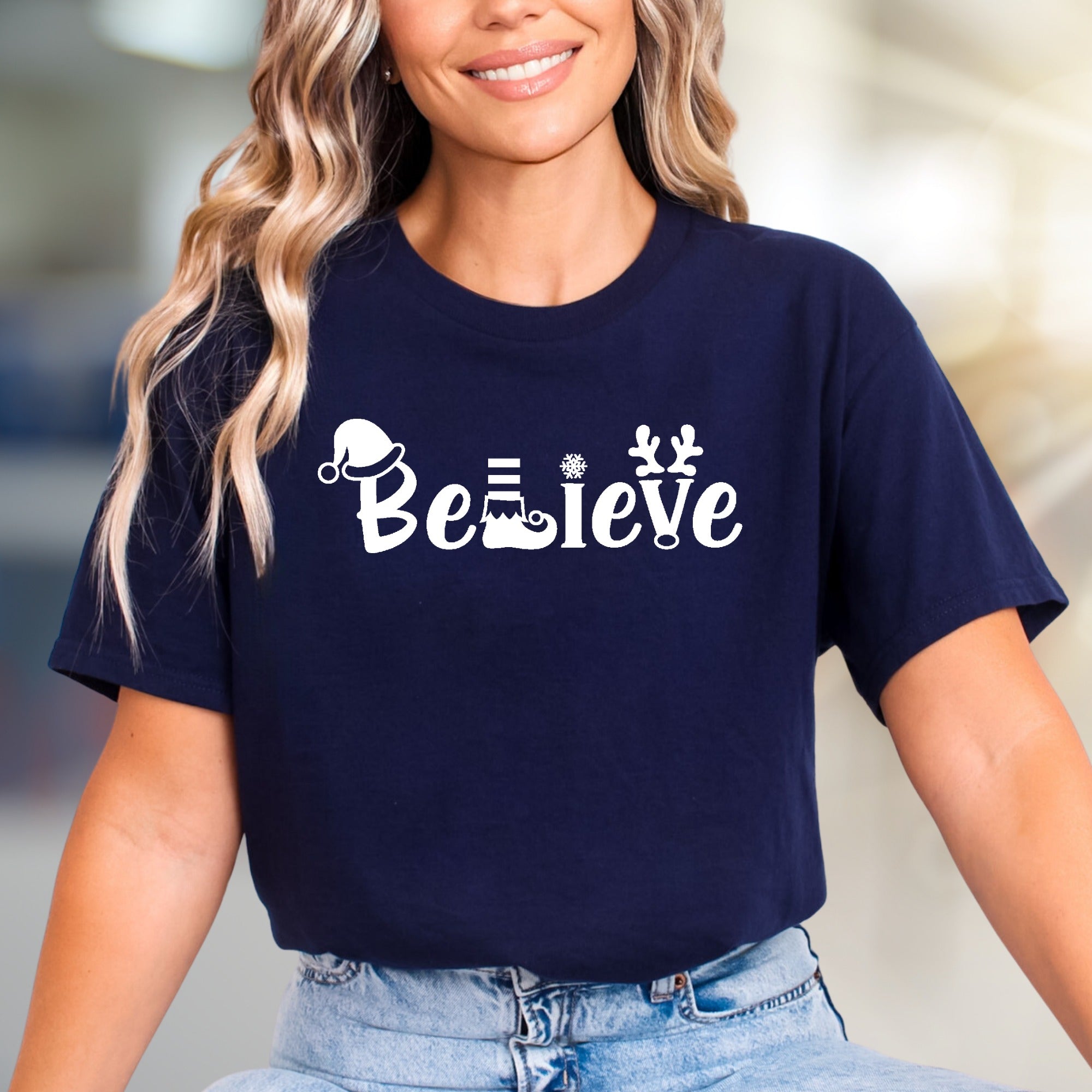 "Believe" Christmas Graphic Tee, a Festive Holiday Pick for Enthusiasts