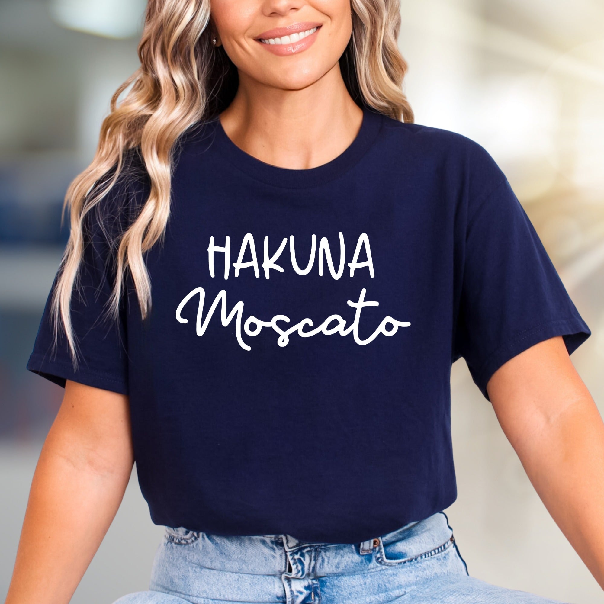 "Hakuna Moscato" Fun Wine Graphic Tee, a Casual Pick for Wine Lovers