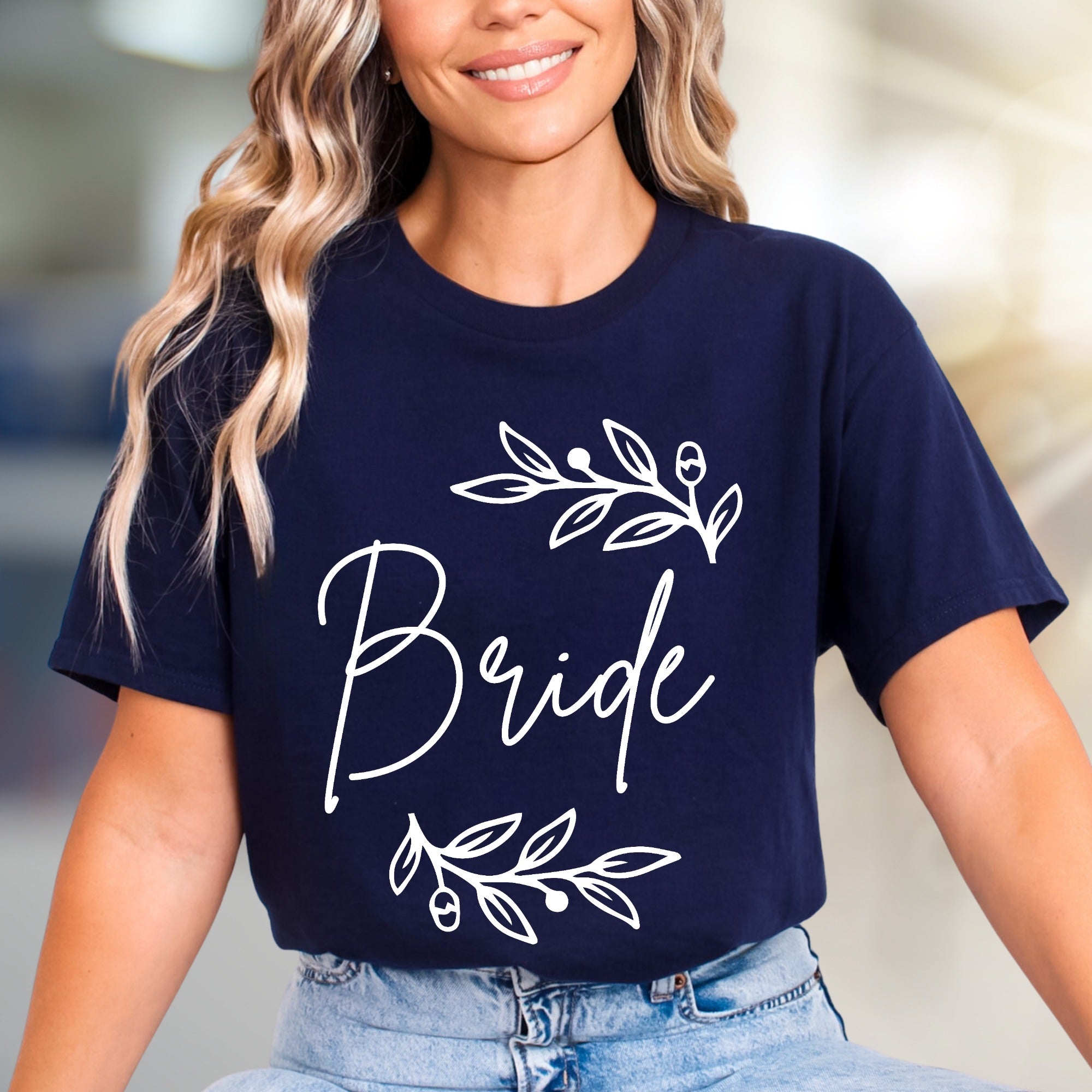 "Bride" Floral Wreath Graphic Tee, a Bridal Party Pick for Engaged Women
