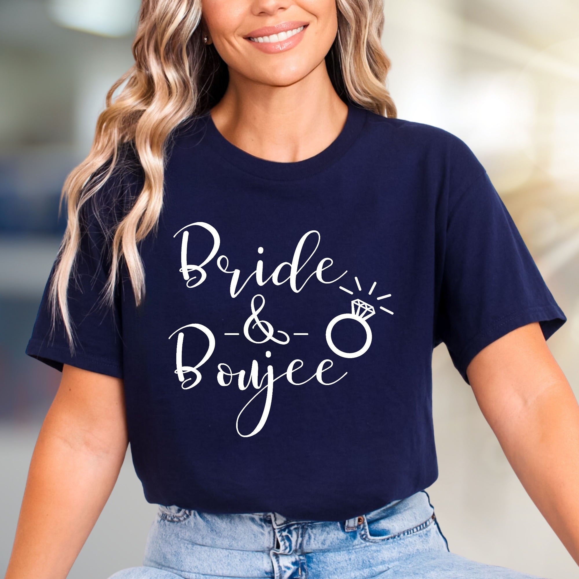 "Bride & Boujee" Wedding Ring Graphic Tee, a Bachelorette Party Pick for Future Wives