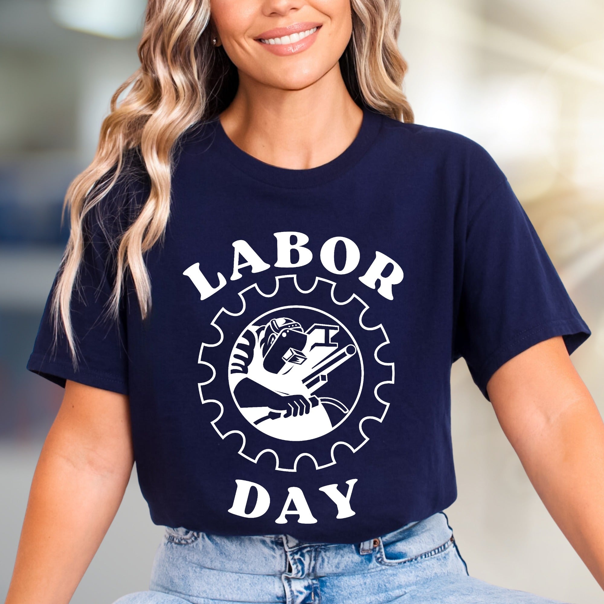"LABOR DAY" Industrial Gear Graphic Tee, a Worker's Pride Pick for Everyone
