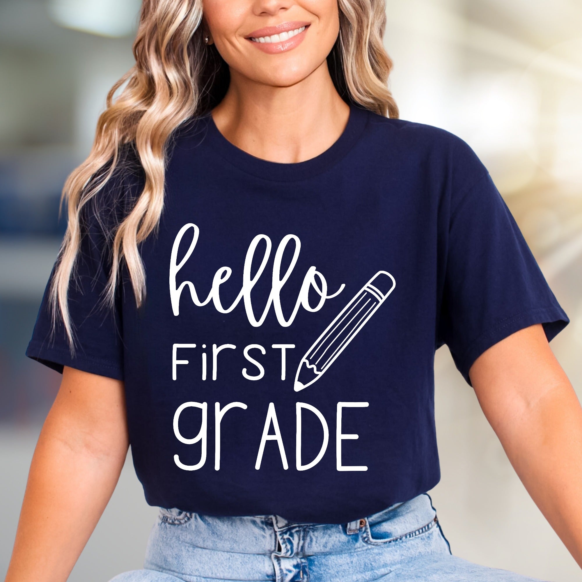 "Hello First Grade" Back to School Graphic Tee, a Teacher & Student Pick