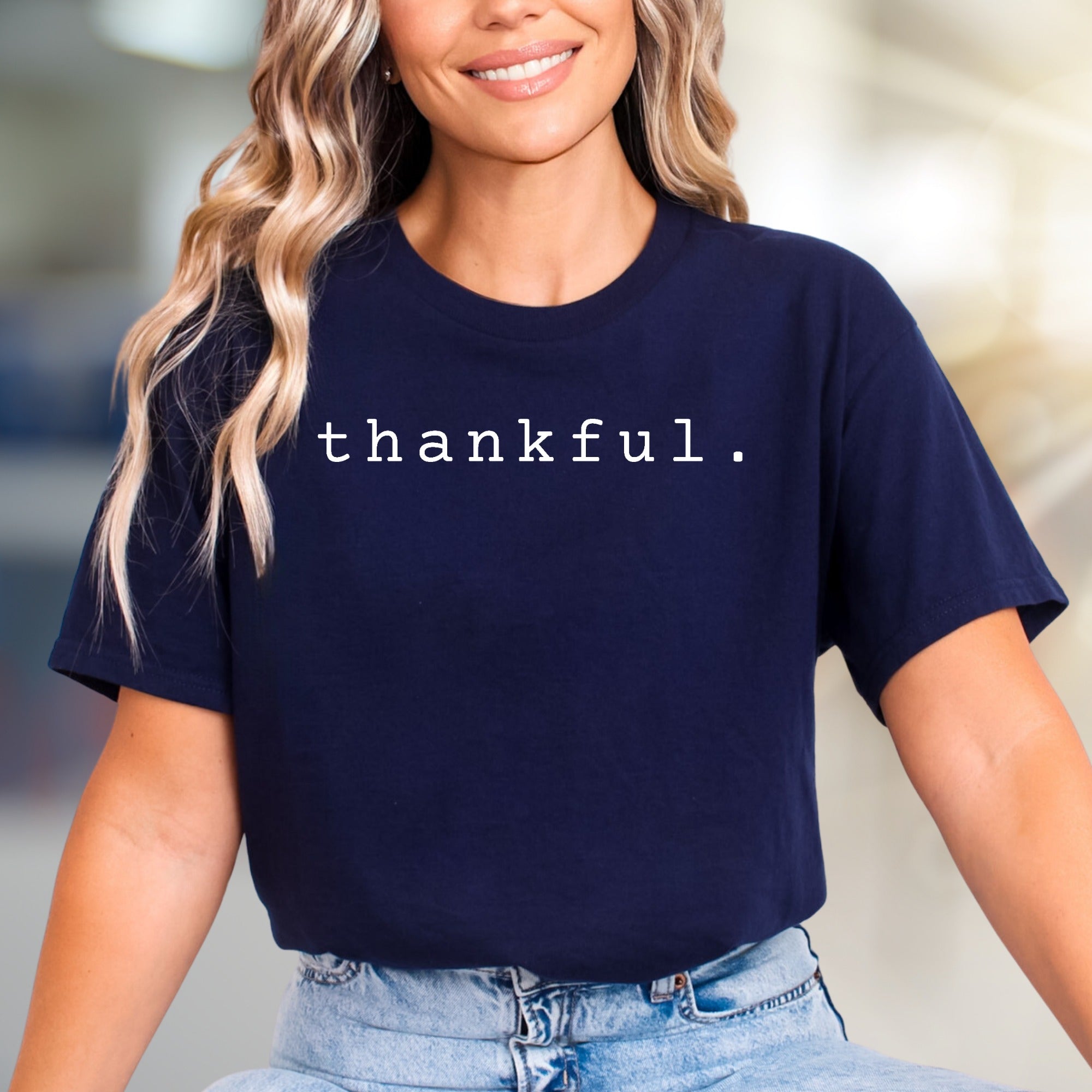 "thankful." Minimalist Graphic Tee, a Positive Vibe Unisex Pick for Everyday
