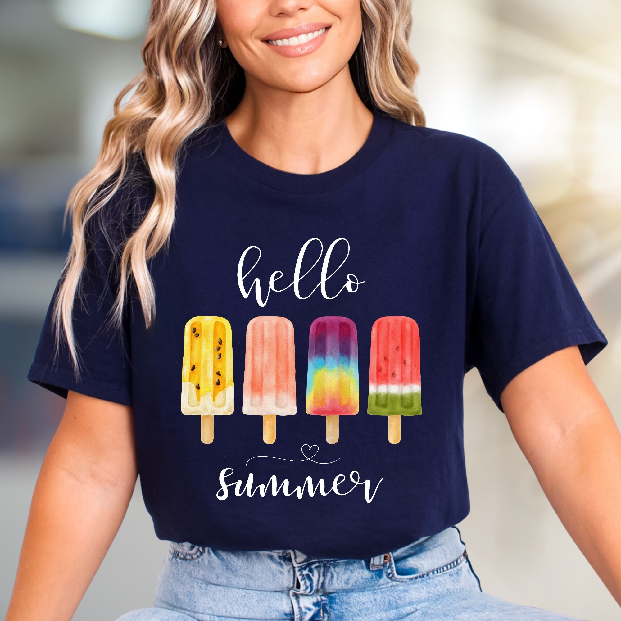 "hello summer" Popsicle Graphic Tee, a Summer Refreshment Pick for All
