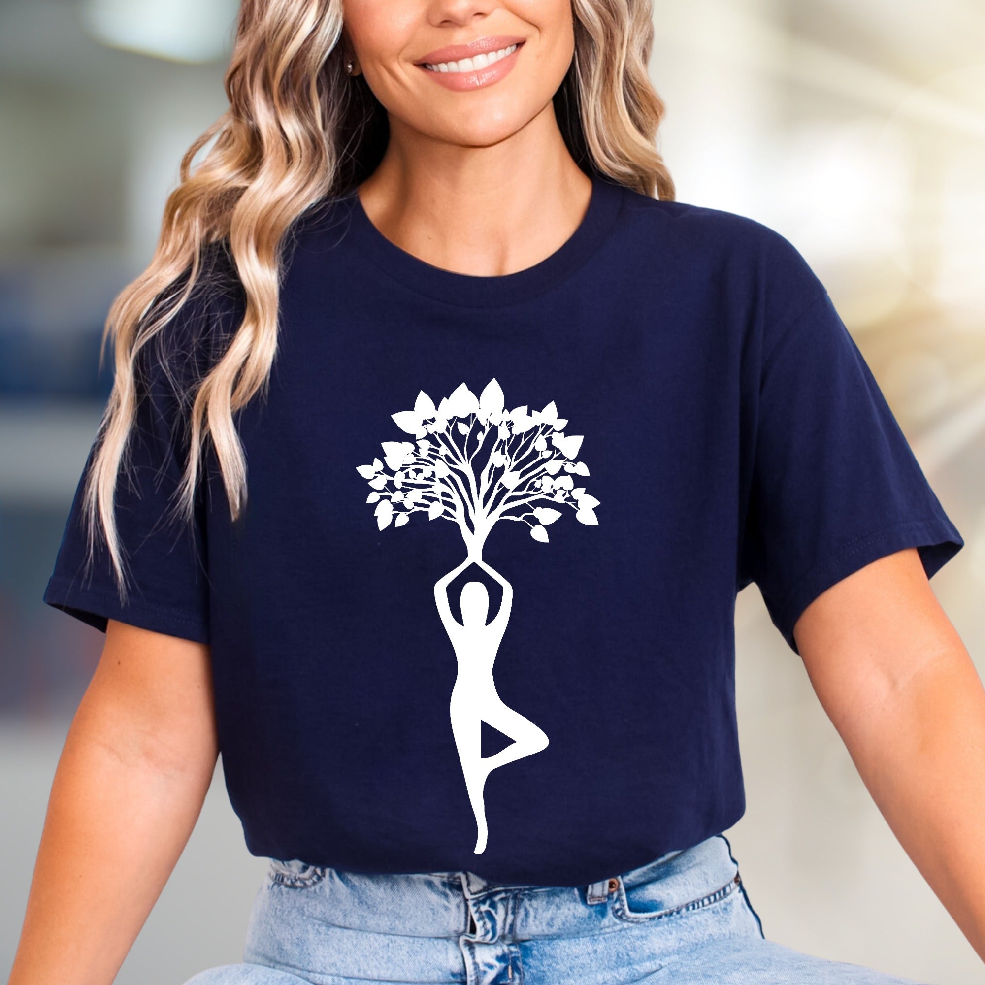 Zen Tree Pose Yoga Graphic Tee, A Spiritual Lifestyle Pick for Wellness Enthusiasts