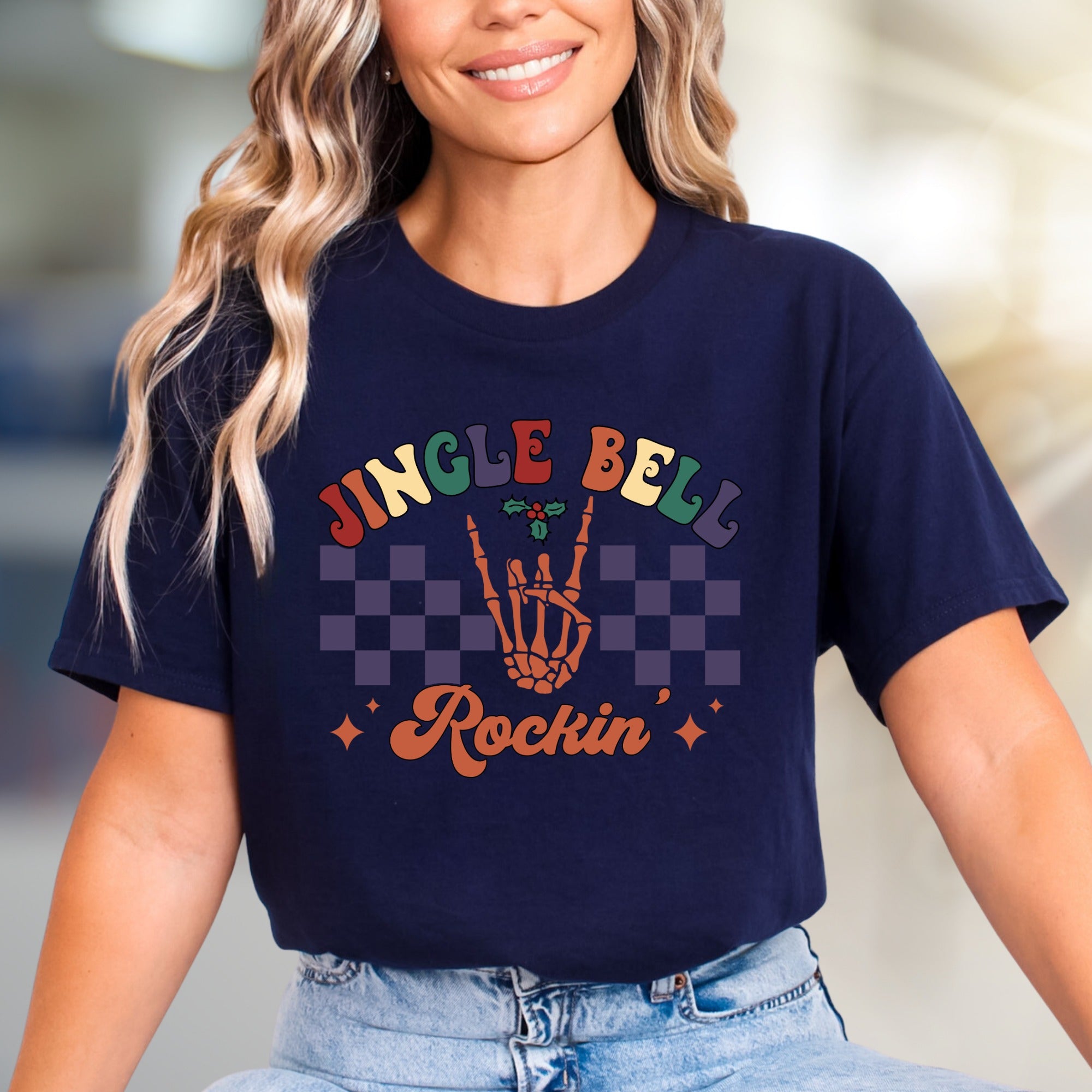 "Jingle Bell Rockin'" Retro Christmas Graphic Tee, a Festive Vibe for Holiday Lovers