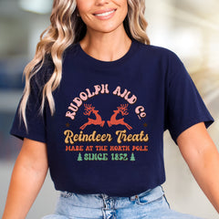 "Rudolph And Co." Reindeer Treats Graphic Tee, a Whimsical Holiday Pick for Enthusiasts