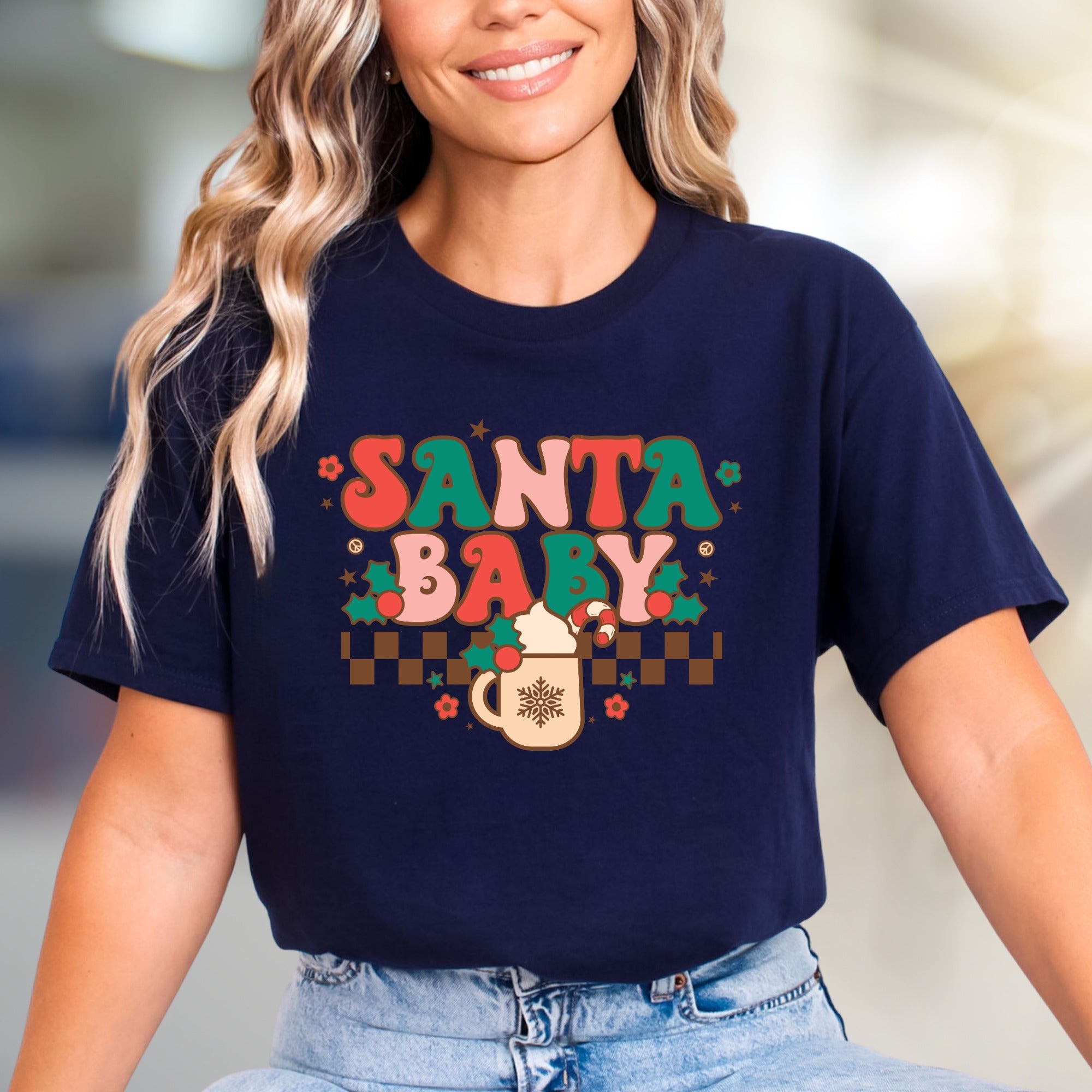 "SANTA BABY" Retro Christmas Graphic Tee, a Festive Niche Pick for Holiday Lovers