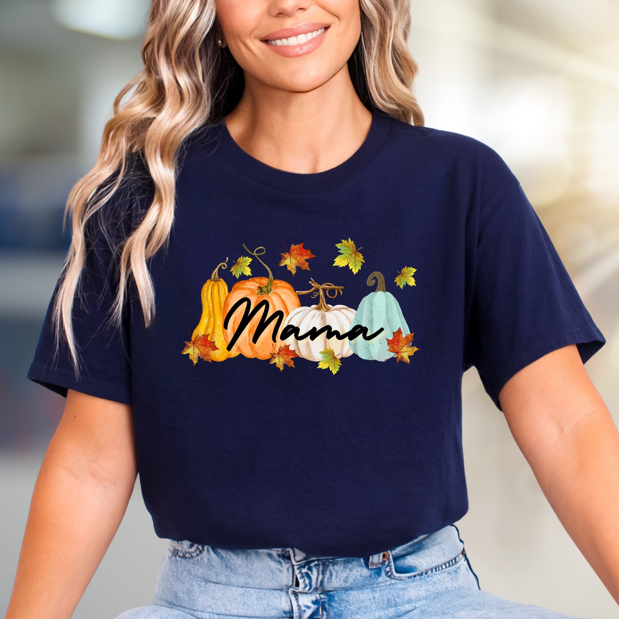 "Mama" Autumn Pumpkin Patch Graphic Tee, a Cozy Fall Pick for Moms
