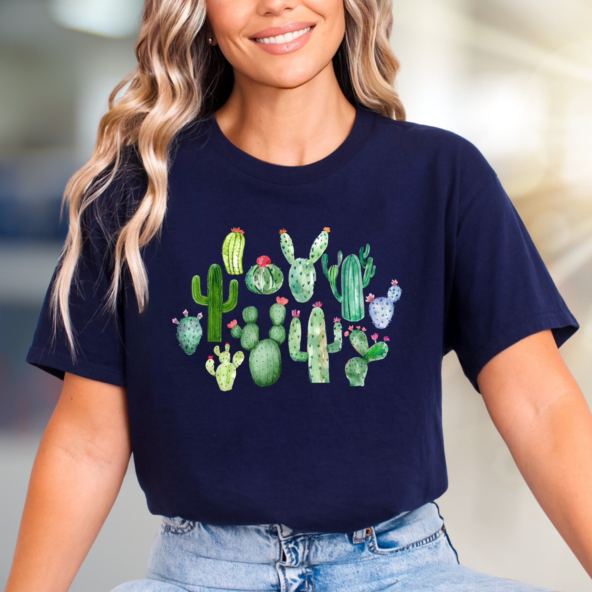 Desert Bloom Cactus Graphic Tee, A Botanical Pick for Nature Lovers