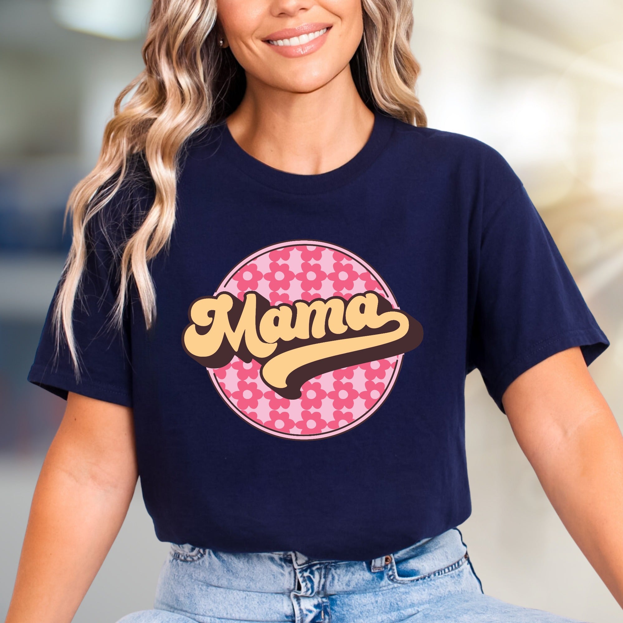 "Mama" Retro Floral Graphic Tee, a Groovy Style Pick for Everyday Moms