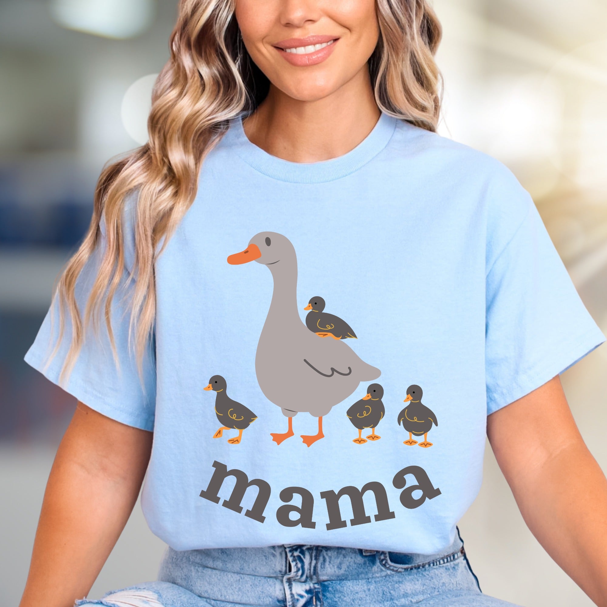 "Mama" Duck Family Graphic Tee, a Heartwarming Pick for Moms & Duck Lovers