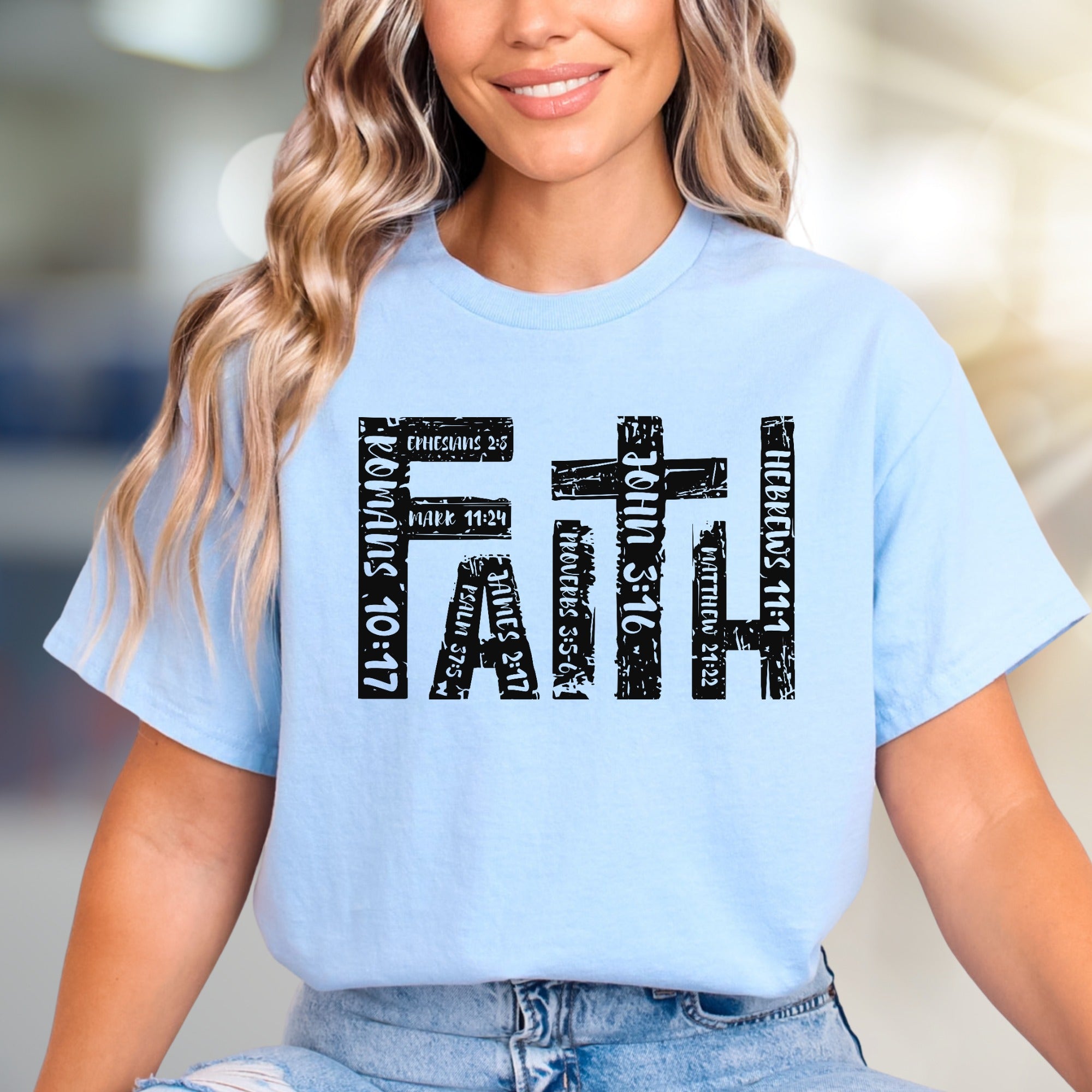 "FAITH" Scripture Verses Graphic Tee, a Christian Inspired Pick for Believers