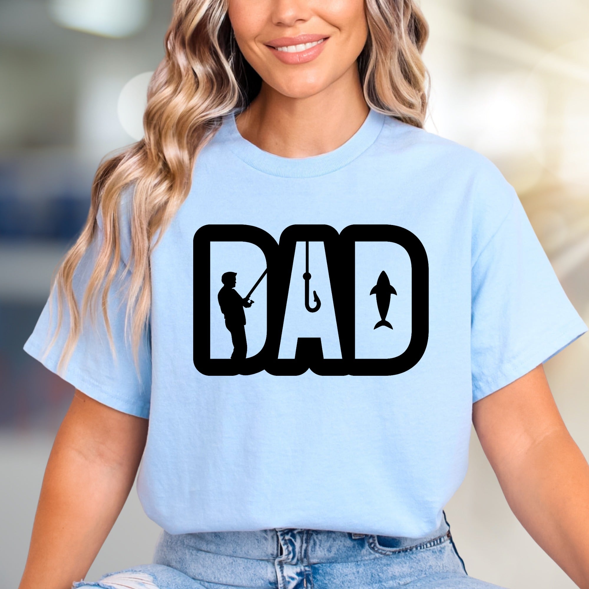 "DAD" Fishing Enthusiast Graphic Tee, a Heartfelt Pick for Fathers